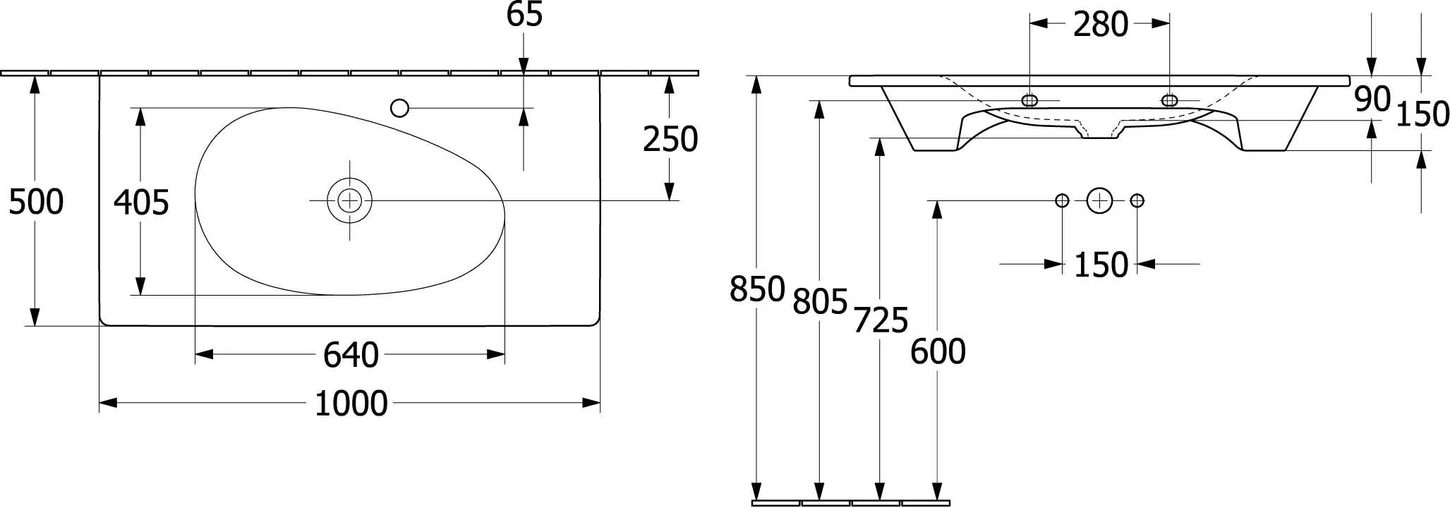 Villeroy & Boch Antao Schrankwaschtisch 1000x500mm Rechteck TitanCeram