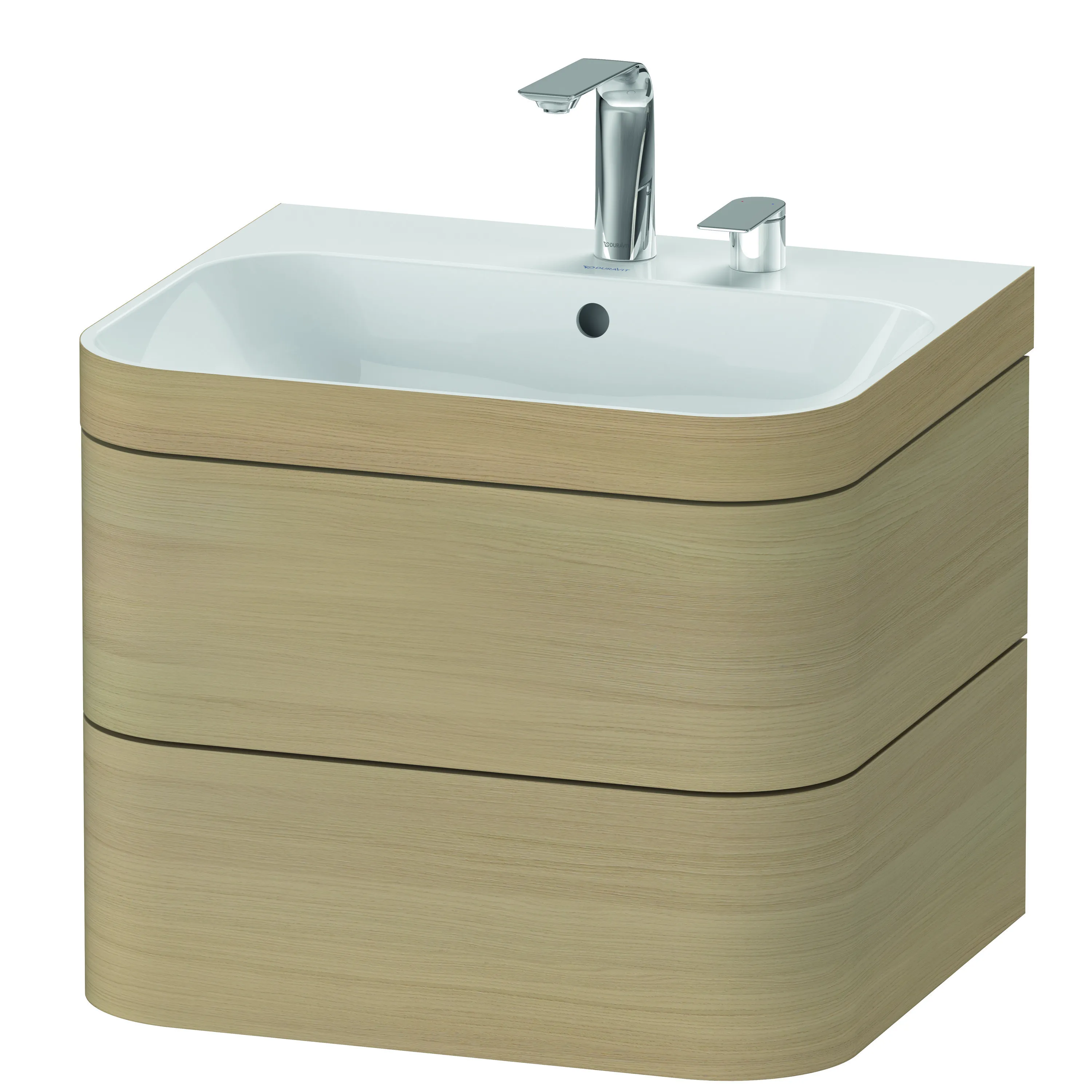 Duravit Waschtischunterschrank c-shaped Set wandhängend „Happy D.2 Plus“ 57,5 × 48 × 49 cm Mediterrane Eiche