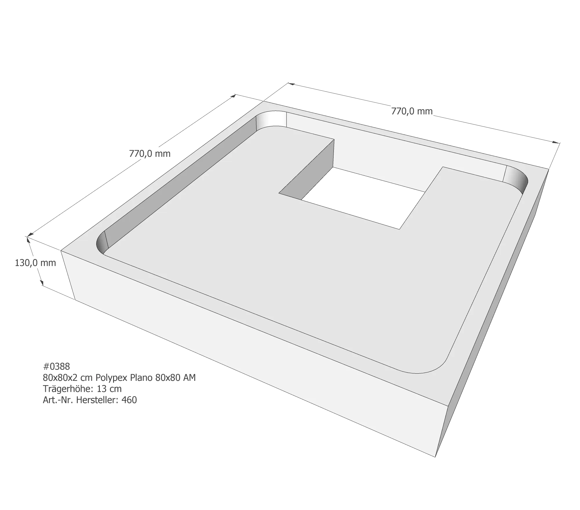 Duschwannenträger für Polypex Plano 80 80 × 80 × 2 cm Duschwannenträger für Polypex Plano 80 80 × 80 × 2 cm