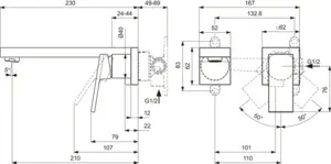 Ideal Standard Wand-Waschischarmatur Extra Ausladung 210mm Silver Storm Ideal Standard Wand-Waschischarmatur Extra Ausladung 210mm Silver Storm