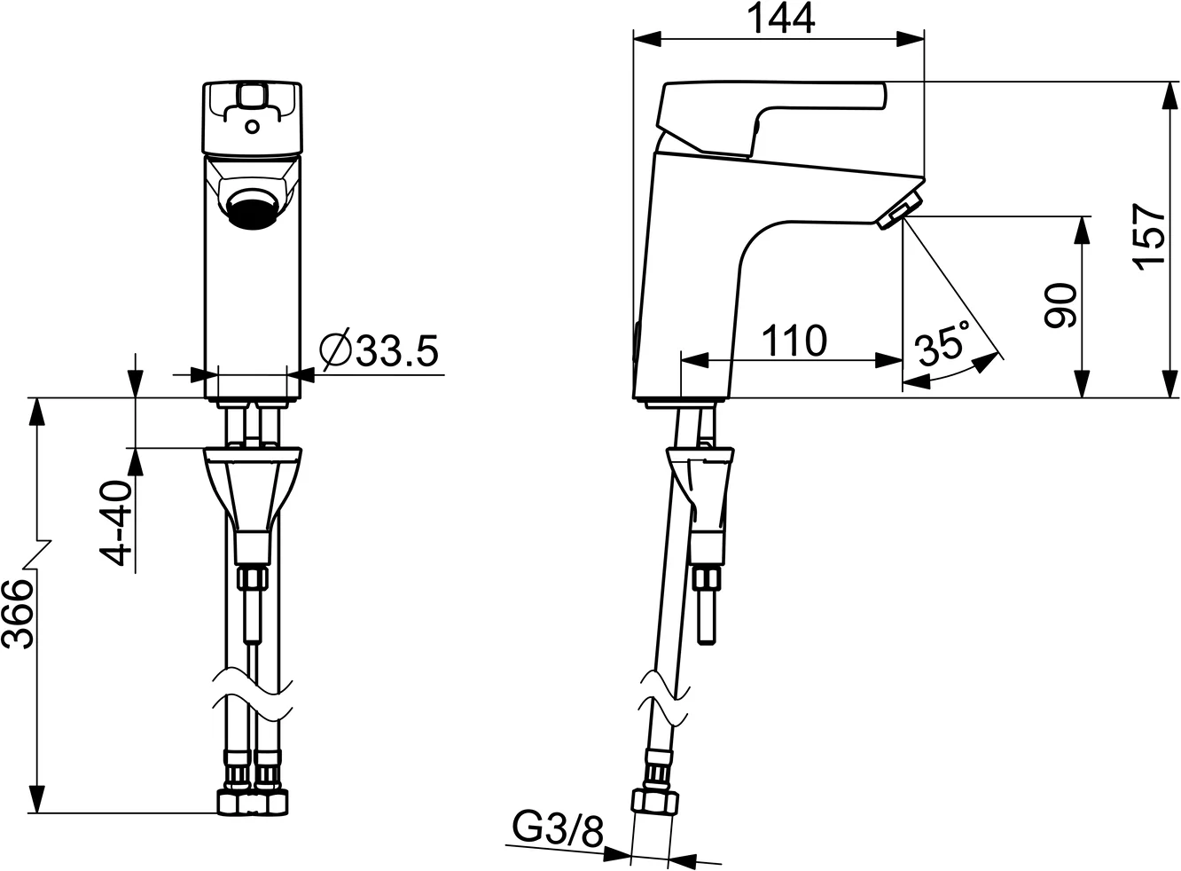 HA Einhebelmischer Waschtischbatterie HANSAPALENO XL 5642 Ausladung 110 mm DN15 Chrom