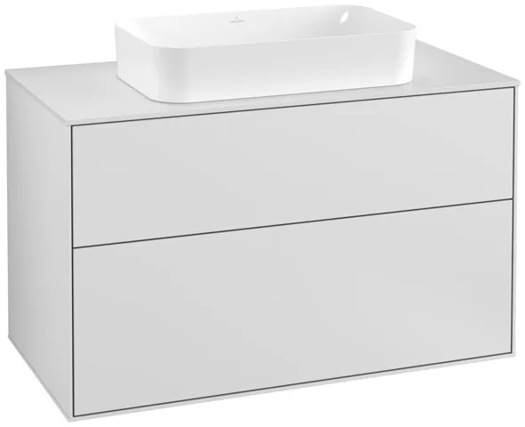 Villeroy & Boch Finion Waschbeckenunterschrank F23, 1000 x 603 x 501 mm, White Matt Lacquer / Glass White Matt Villeroy & Boch Finion Waschbeckenunterschrank F23, 1000 x 603 x 501 mm, White Matt Lacquer / Glass White Matt