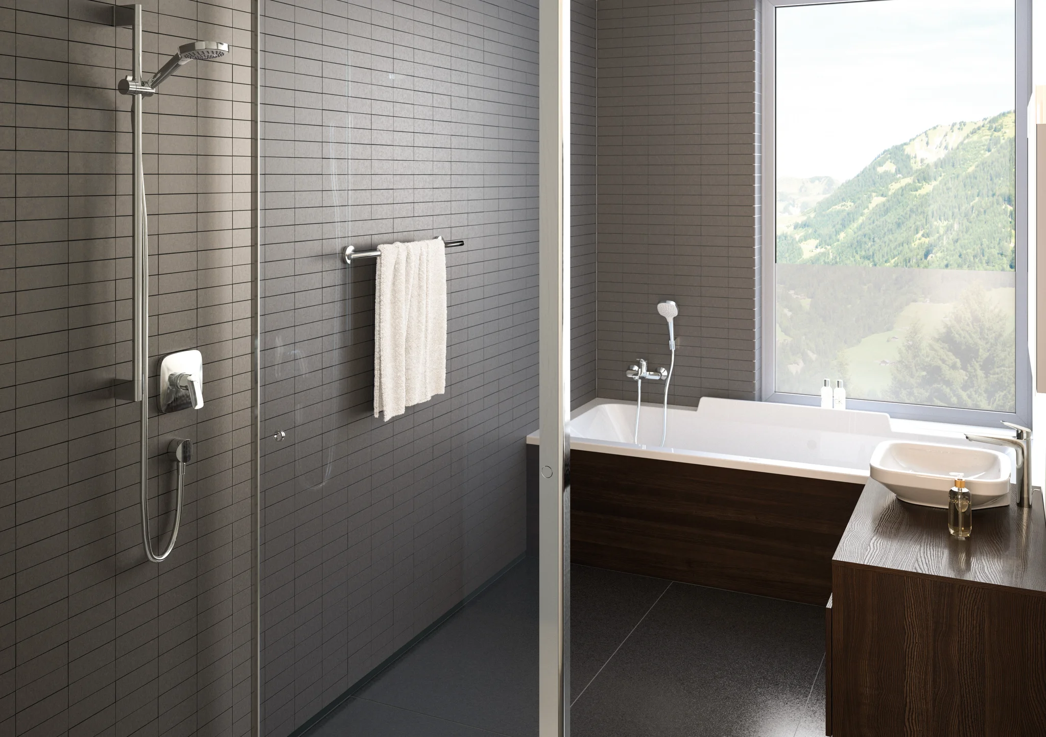 Hansgrohe AXOR LampShower/Nendo Kopfbrause mit Brausearm, Chrom, 275 mm, 13,5 l/min, integrierte LED-Beleuchtung
