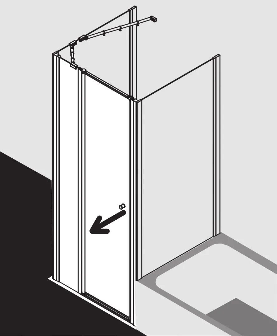 Kermi Duschdesign IBIZA 2000 Schwingtür mit Festfeld, 1750x750mm, Silber Mattglanz