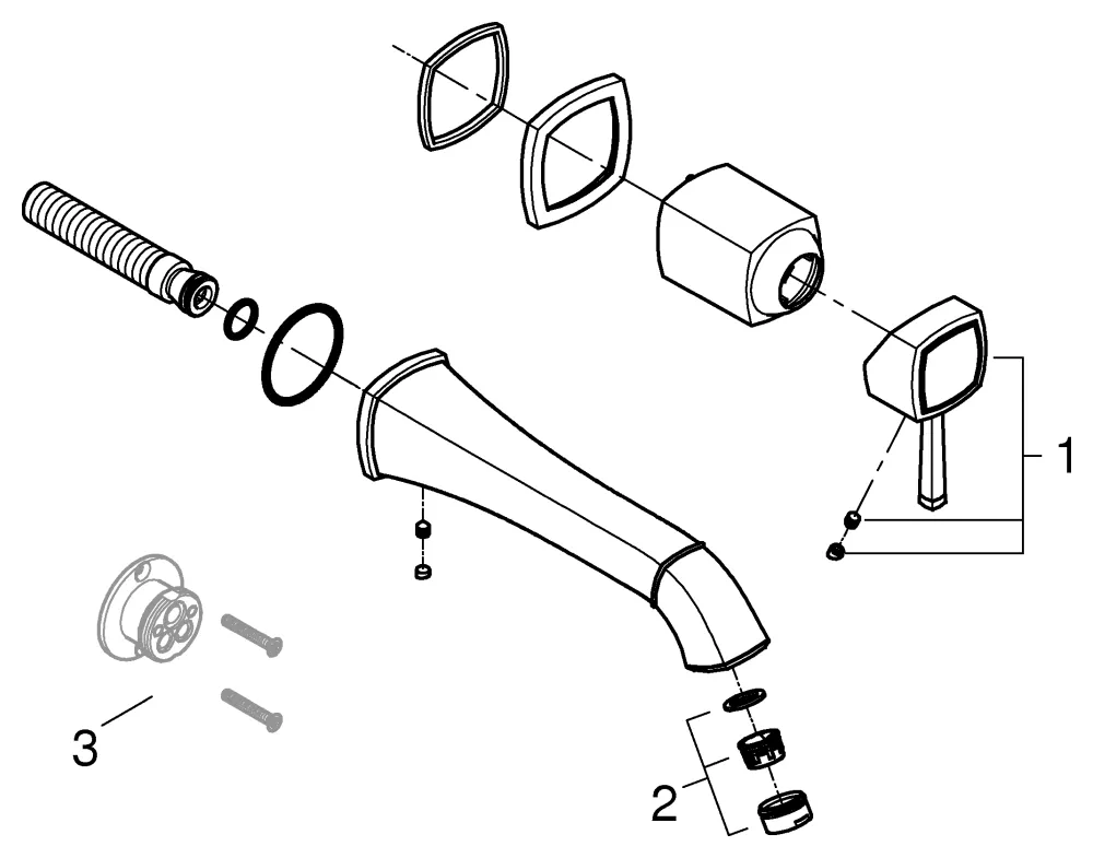 2-Loch-Waschtischbatterie Grandera 29417, Wandmontage, Fertigmontageset für 23 319, Ausladung 234 mm, chrom