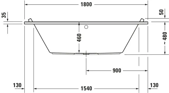 Duravit Badewanne „Starck“ rechteck 180 × 80 cm, Mittelablauf