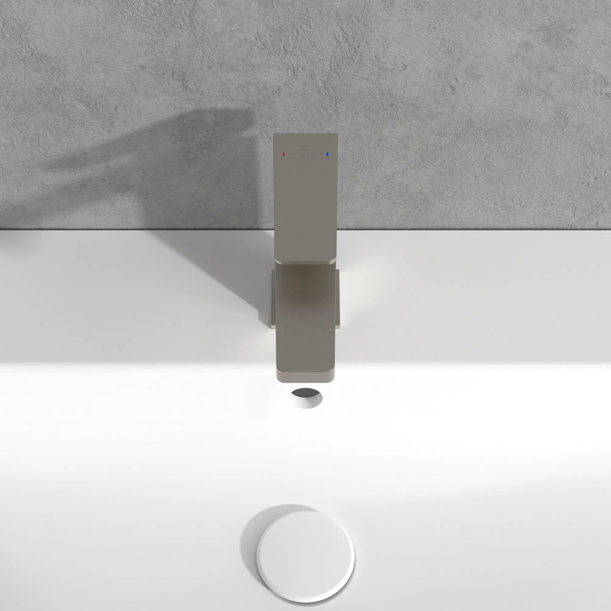 Einhand-Waschtischarmatur „Architectura Square“ 16,5 cm Ausladung 130 mm in Brushed Nickel Matt Einhand-Waschtischarmatur „Architectura Square“ 16,5 cm Ausladung 130 mm in Brushed Nickel Matt