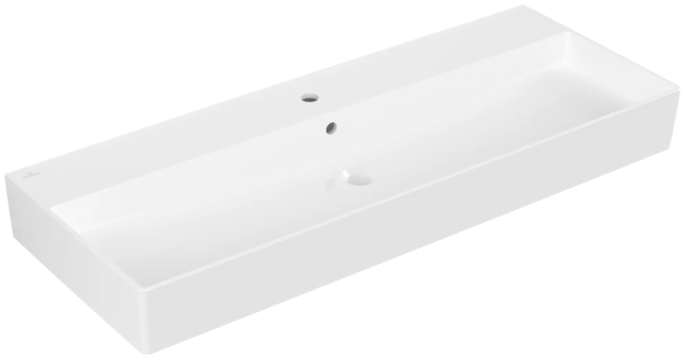 Villeroy & Boch Wandwaschbecken Memento 2.0, 1200x470x150 mm, glänzend weiß Alpin, TitanCeram, mit Überlauf, für 3-Loch-Armatur
