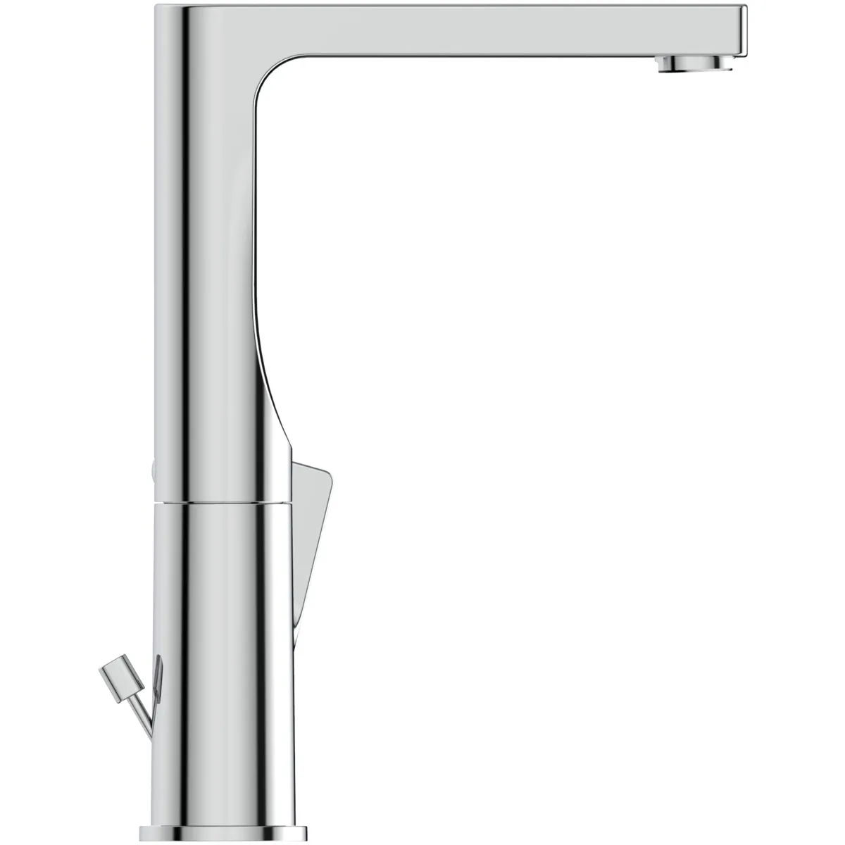 Waschtischarmatur Edge, 5 l/min, mit Ablaufgarnitur, mit hohem schwenkbarem Auslauf, Ausladung 140mm, Chrom Waschtischarmatur Edge, 5 l/min, mit Ablaufgarnitur, mit hohem schwenkbarem Auslauf, Ausladung 140mm, Chrom