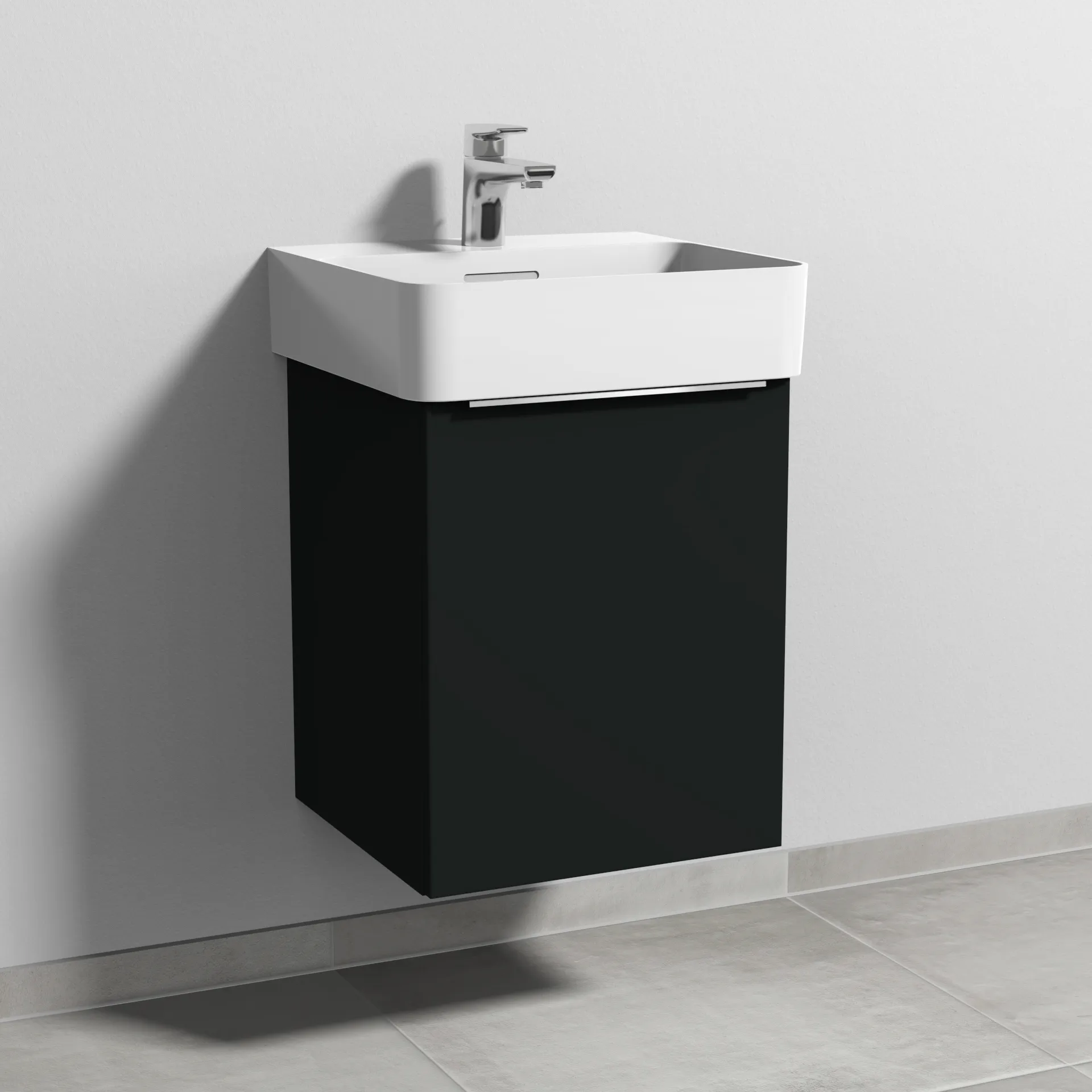 Sanipa Waschtischunterschrank „3way“ passend zu Keramik-Waschtische VAL von Laufen 410 × 520 × 397 mm in Vulkan (matt), Anschlag rechts
