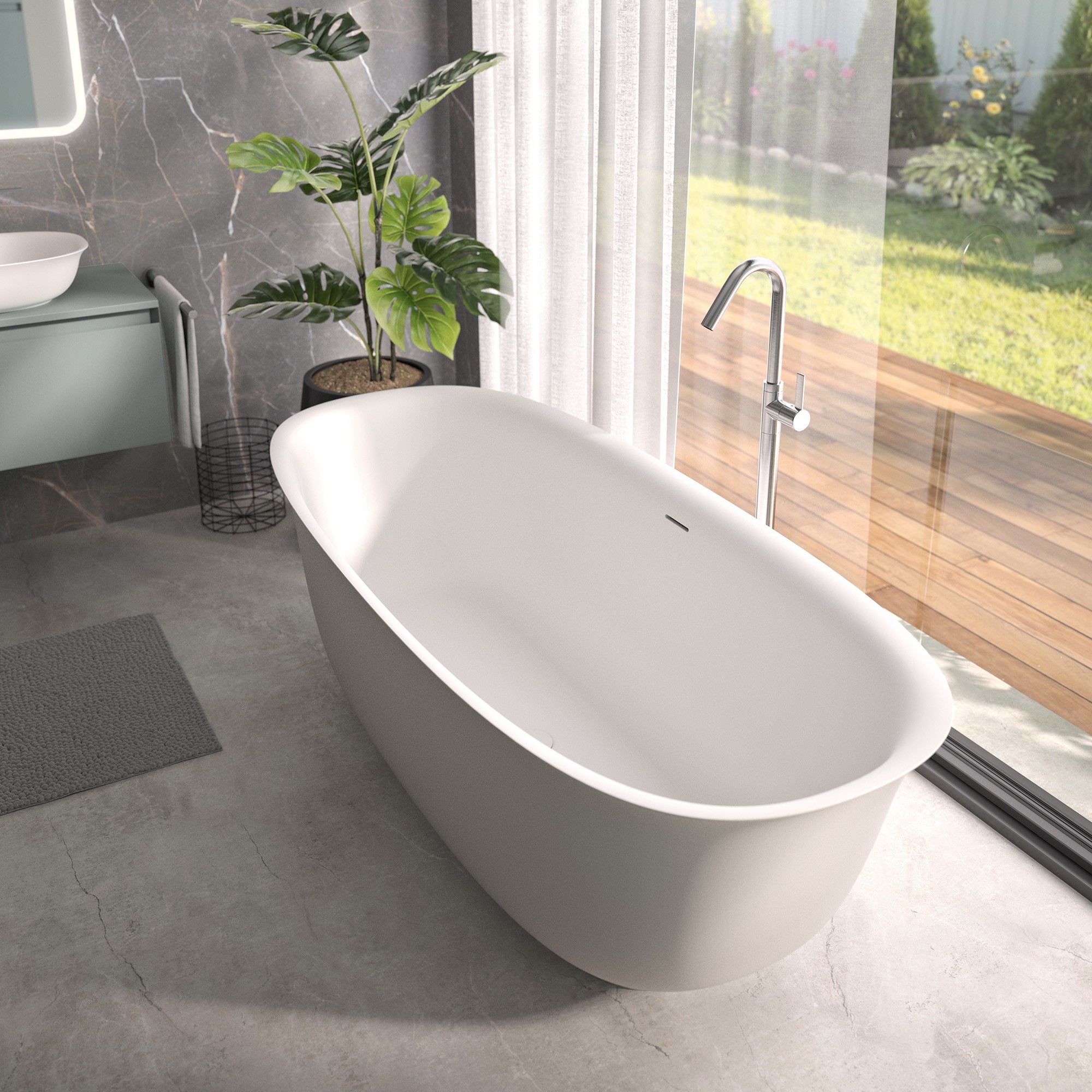 repaBAD Badewanne „Pescara F“ freistehend oval 170 × 75 cm