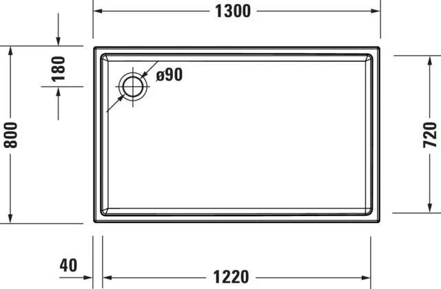 Duravit rechteck Duschwanne „Starck Slimline“ 130 × 80 cm 