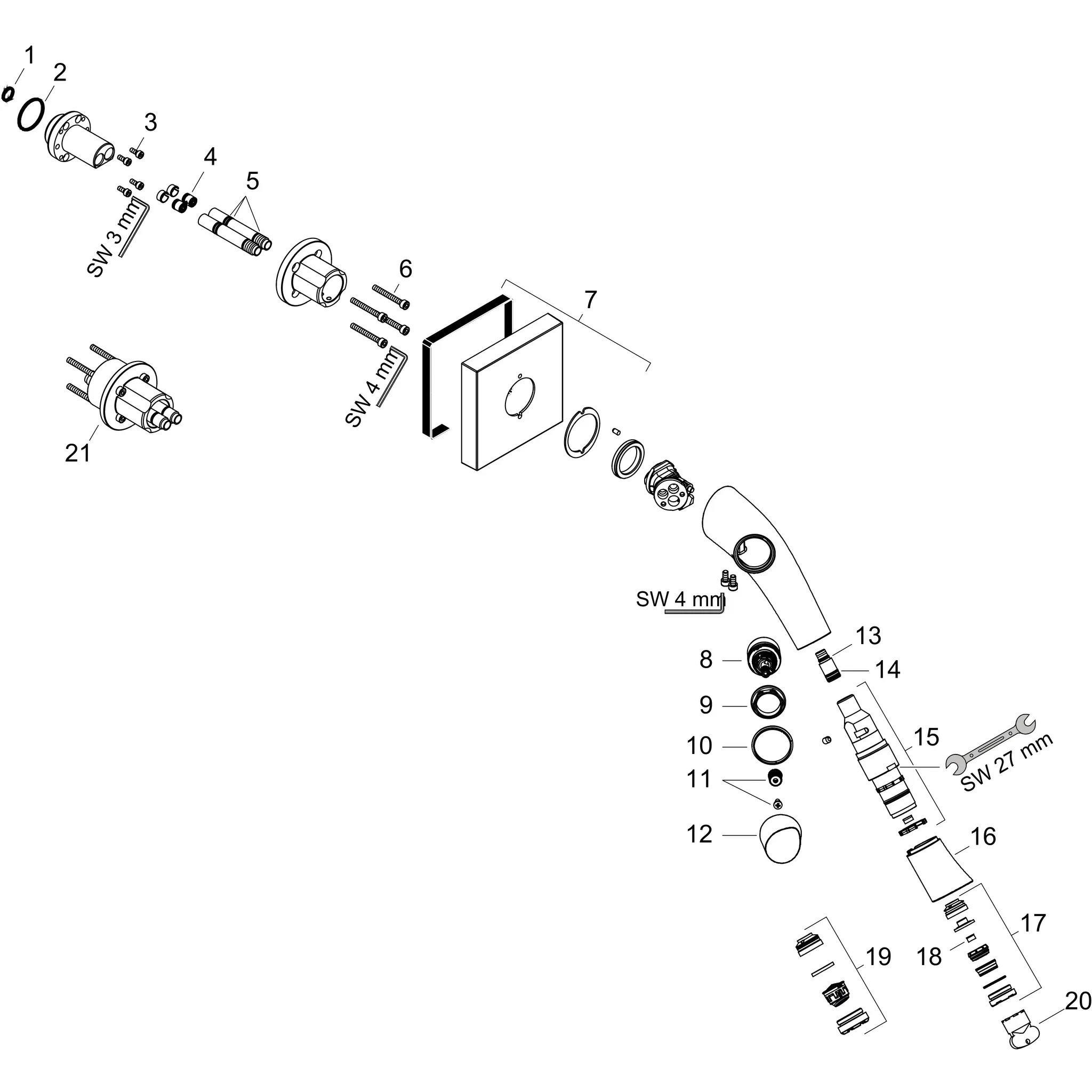 2-Griff Waschtischarmatur UP Axor Starck Organic F-Set chrom 2-Griff Waschtischarmatur UP Axor Starck Organic F-Set chrom