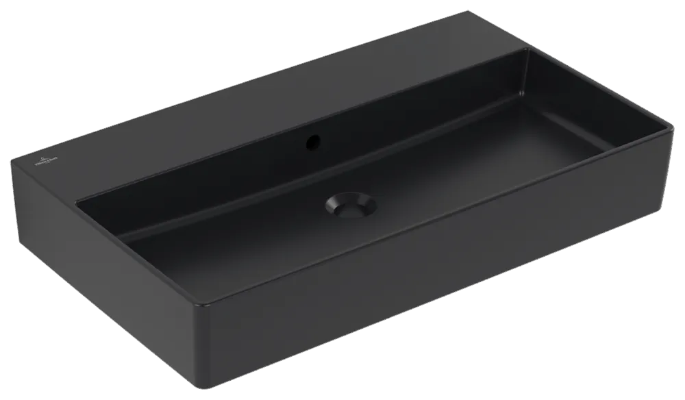Villeroy & Boch Wandwaschtisch aus TitanCeram geschliffen „Memento 2.0“ 800 × 470 × 140 mm, ohne Hahnlochbohrung in Pure Black Villeroy & Boch Wandwaschtisch aus TitanCeram geschliffen „Memento 2.0“ 800 × 470 × 140 mm, ohne Hahnlochbohrung in Pure Black