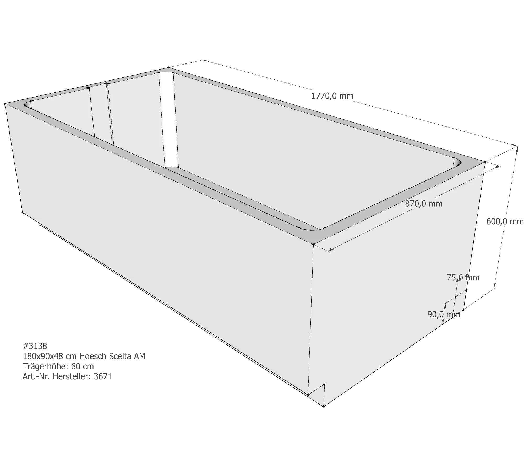 Badewannenträger passend für Hoesch Scelta 180 × 90 × 48 cm Badewannenträger passend für Hoesch Scelta 180 × 90 × 48 cm