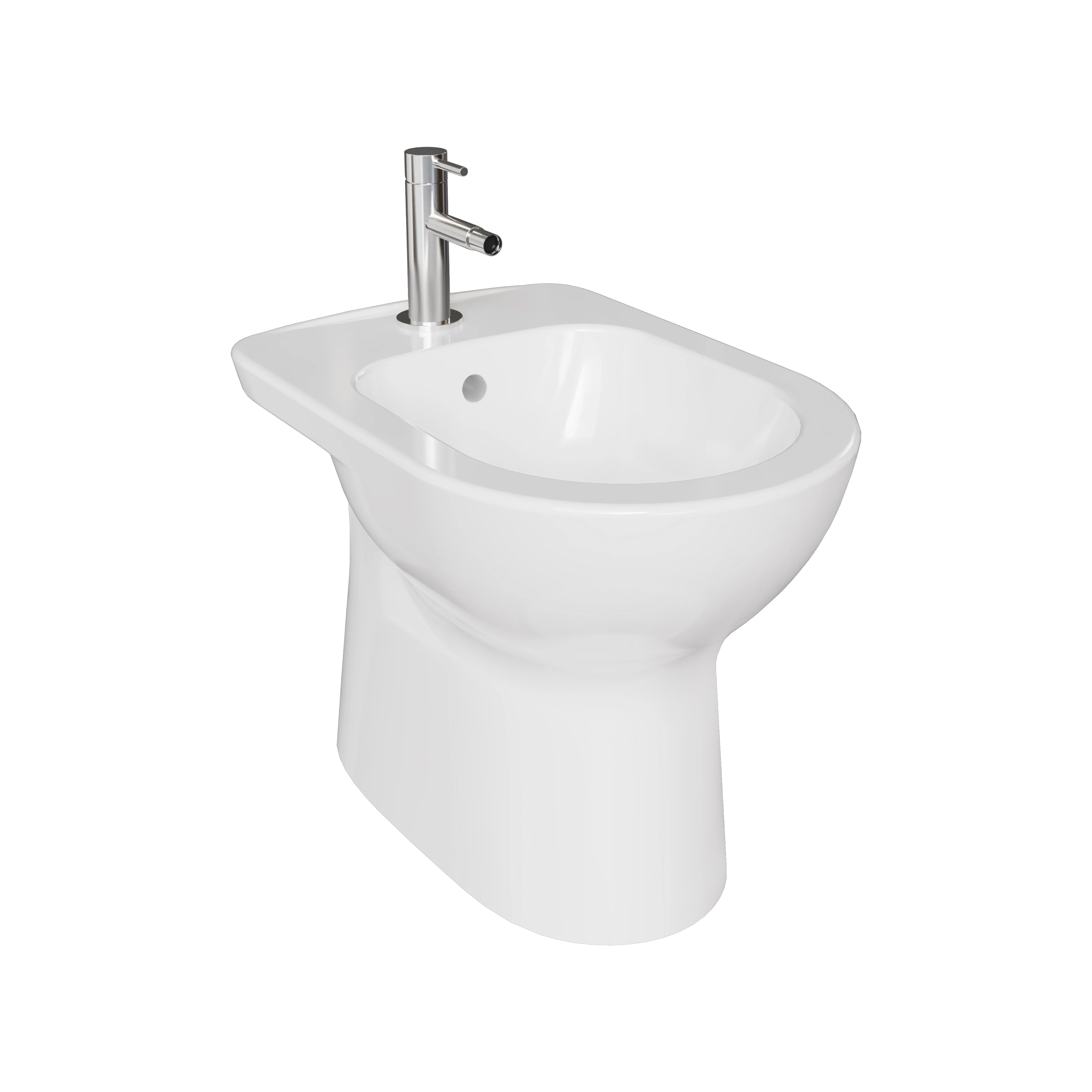 New S20 Round Stand-Bidet 36 x 54 cm (BxT) open back Weiß Hochglanz