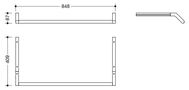 WT-Profile mit Haltegriff 848 mm f. WT 950.11.220/221 weiß tiefmatt
