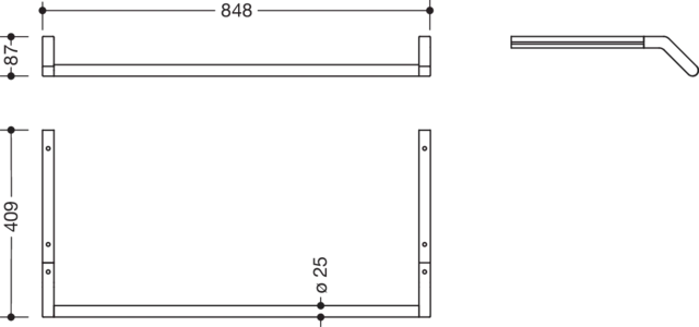 HEWI Ablage in 84,8 × 8,7 cm