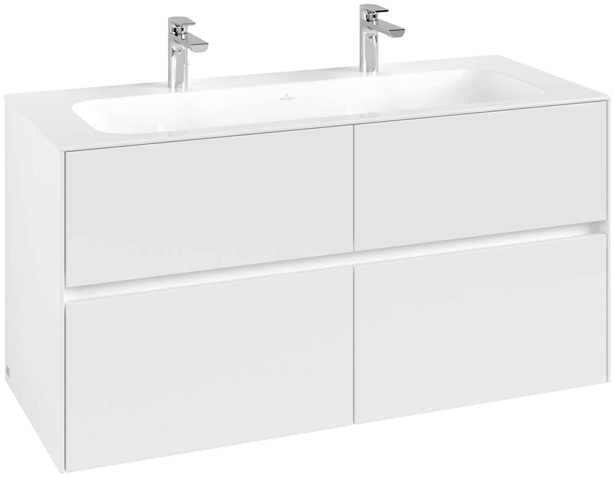 Villeroy & Boch Waschbeckenunterschrank Collaro C140B0, Eckig White Matt, 1.196 x 603 x 498 mm, mit Beleuchtung und SoftClosing, 2 Waschbecken Villeroy & Boch Waschbeckenunterschrank Collaro C140B0, Eckig White Matt, 1.196 x 603 x 498 mm, mit Beleuchtung und SoftClosing, 2 Waschbecken