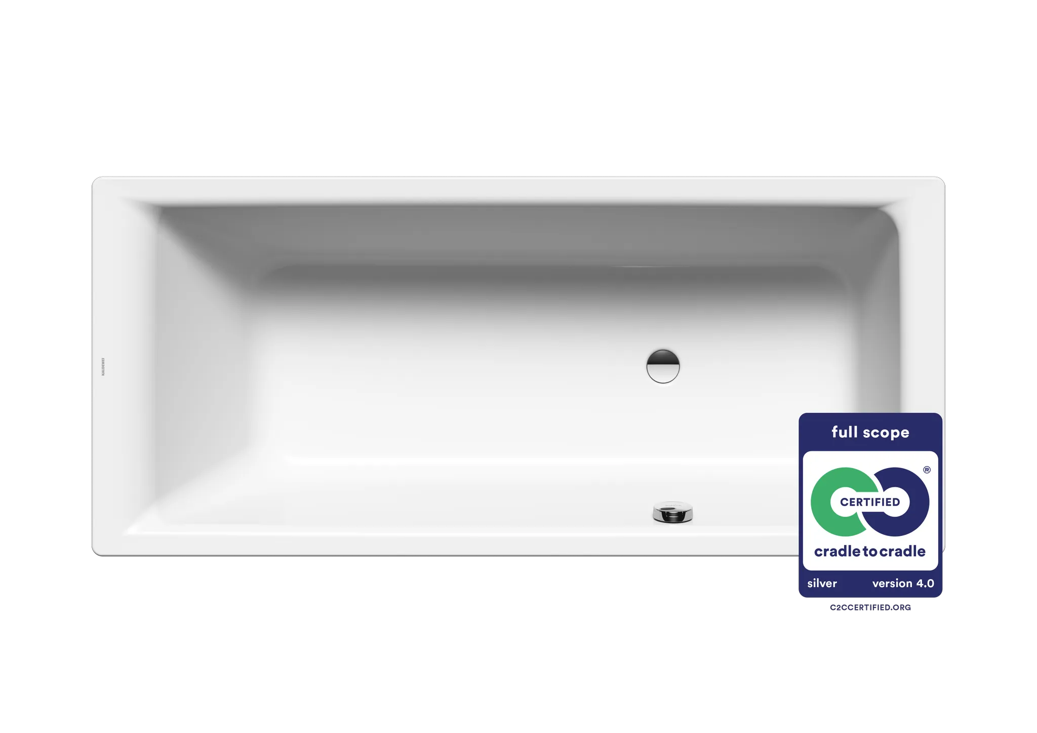 Kaldewei Badewanne „Puro“ rechteck 170 × 75 cm, ohne Grifflochbohrungen mit seitlicher Überlaufbohrung, in alpinweiß