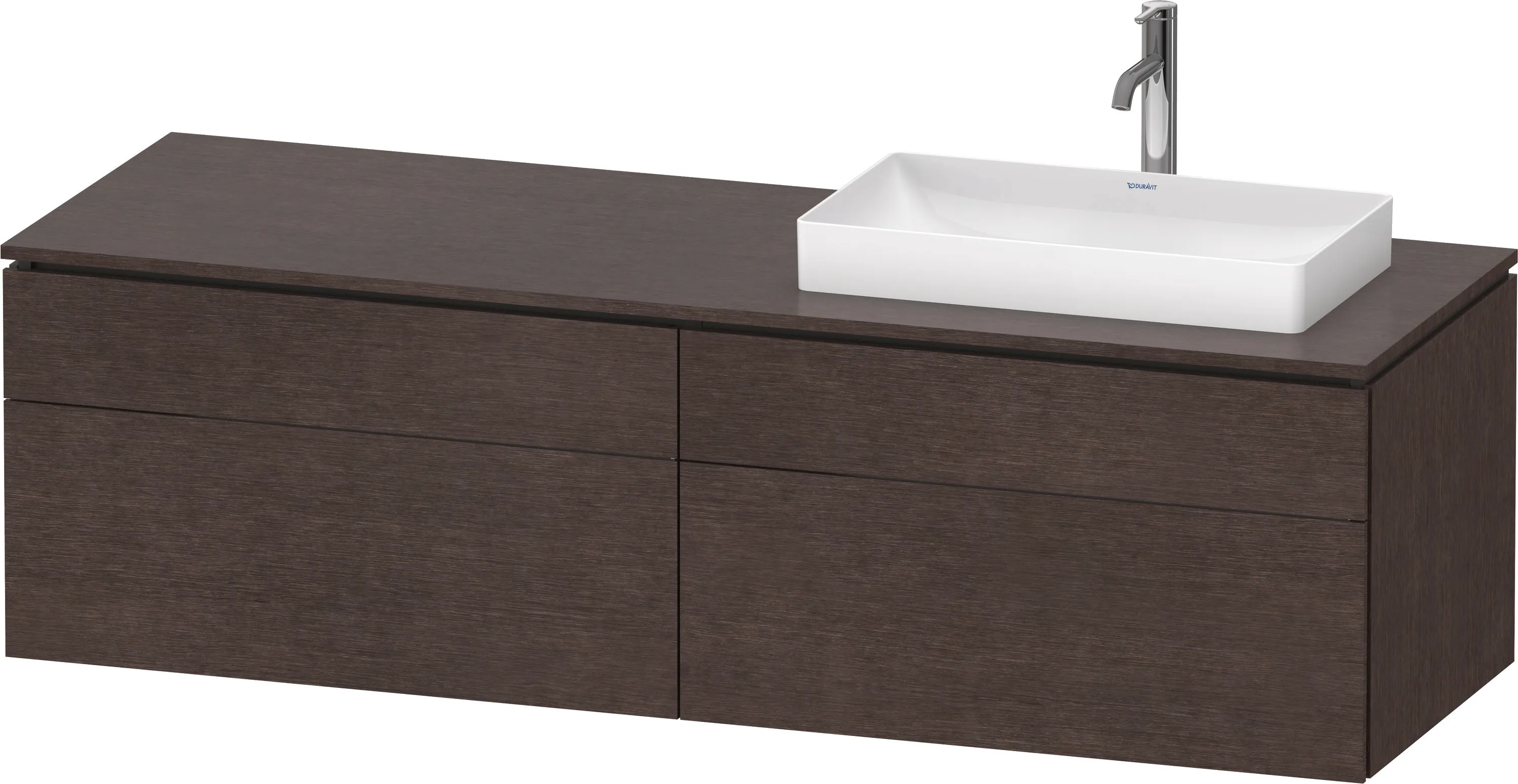 Duravit Waschtischunterschrank wandhängend „L-Cube“ 162 × 48,2 × 55 cm Eiche Dunkel gebürstet, rechts
