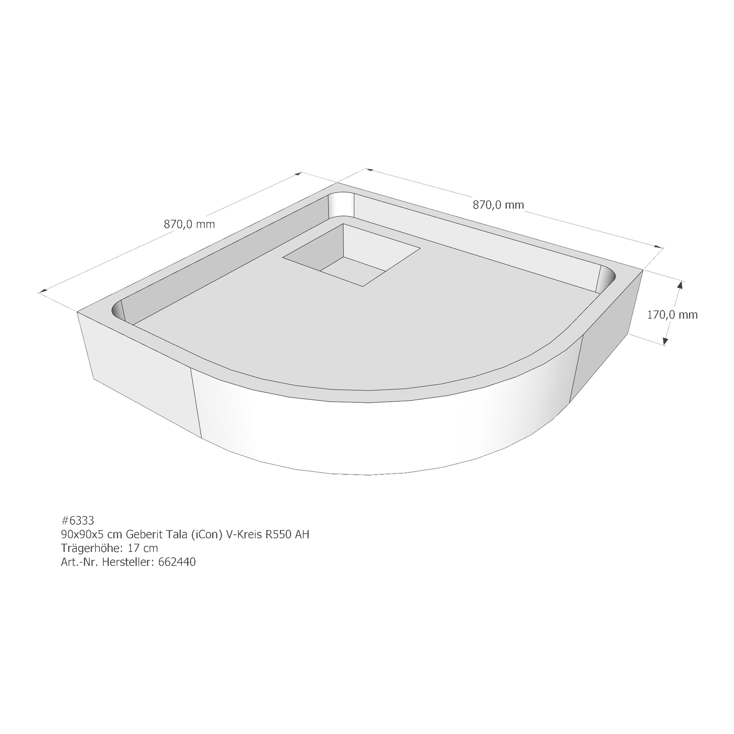 Duschwannenträger für Geberit Tala (iCon T50) 90 × 90 × 5 cm Duschwannenträger für Geberit Tala (iCon T50) 90 × 90 × 5 cm