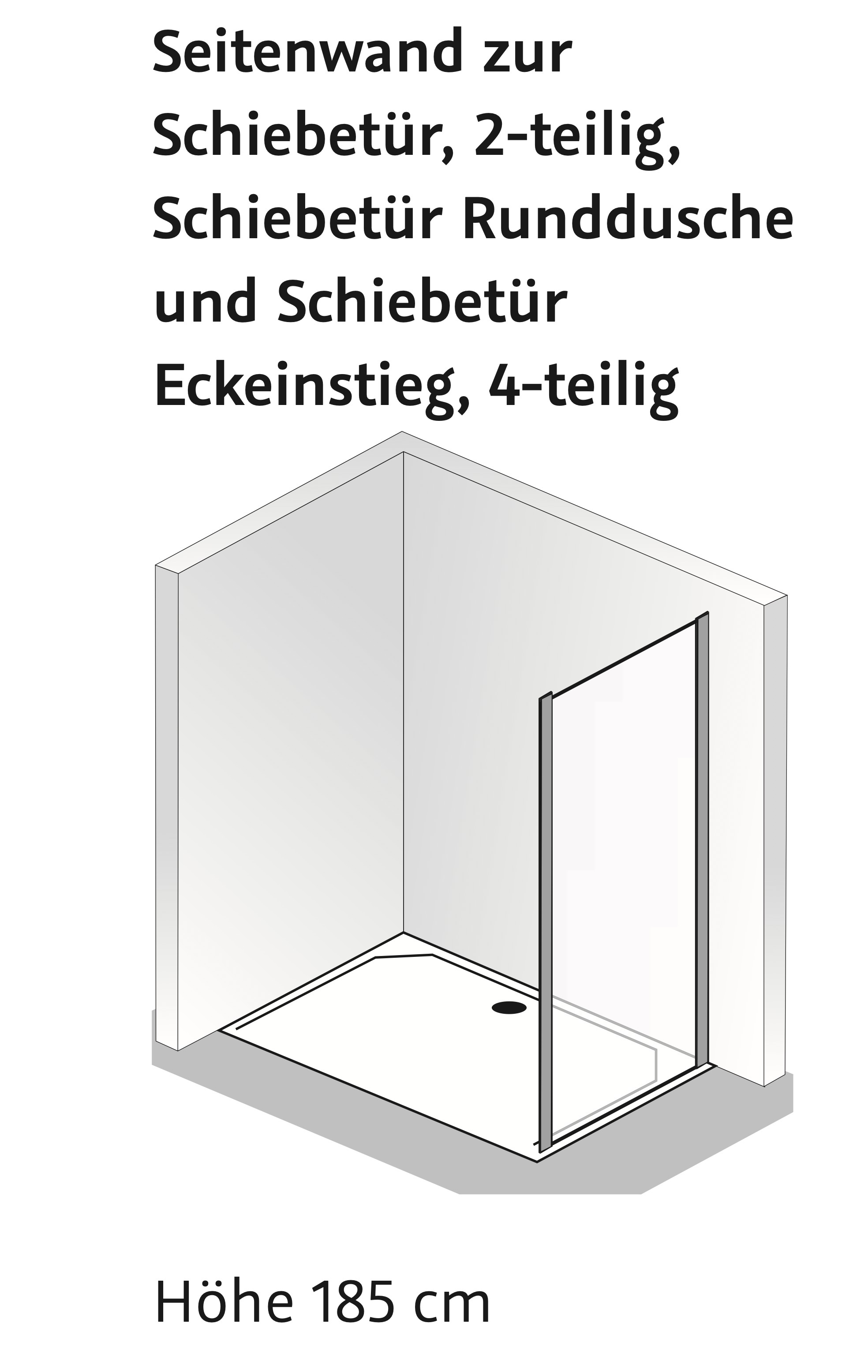 HSK gerahmte Seitenwand für Schiebetür „Favorit“ Glas Mattierung mittig (65 cm), Profile Alu Silber-matt, für #Türbreite#, H: 1850 mm HSK gerahmte Seitenwand für Schiebetür „Favorit“ Glas Mattierung mittig (65 cm), Profile Alu Silber-matt, für #Türbreite#, H: 1850 mm