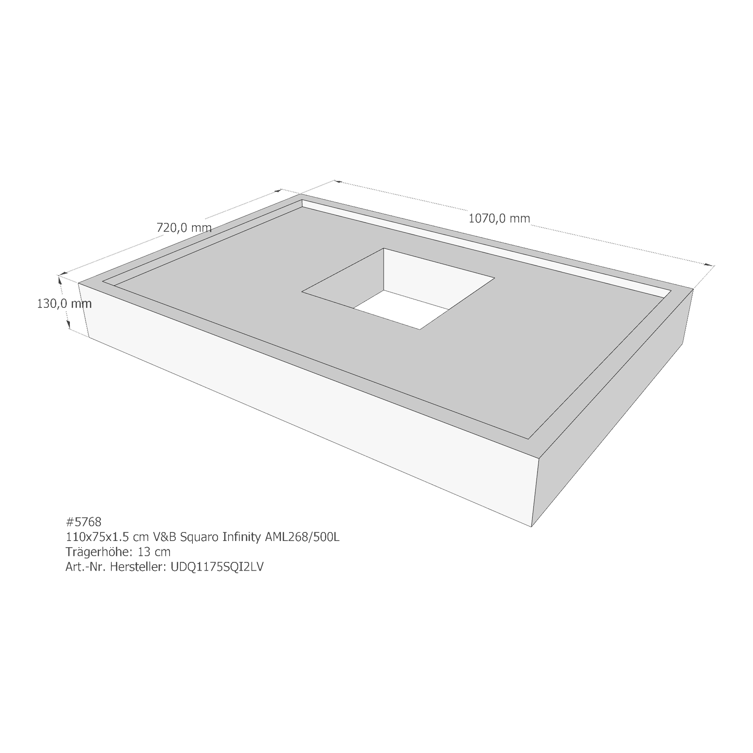 Duschwannenträger für Villeroy & Boch Squaro Infinity 110 × 75 × 1,5 cm
