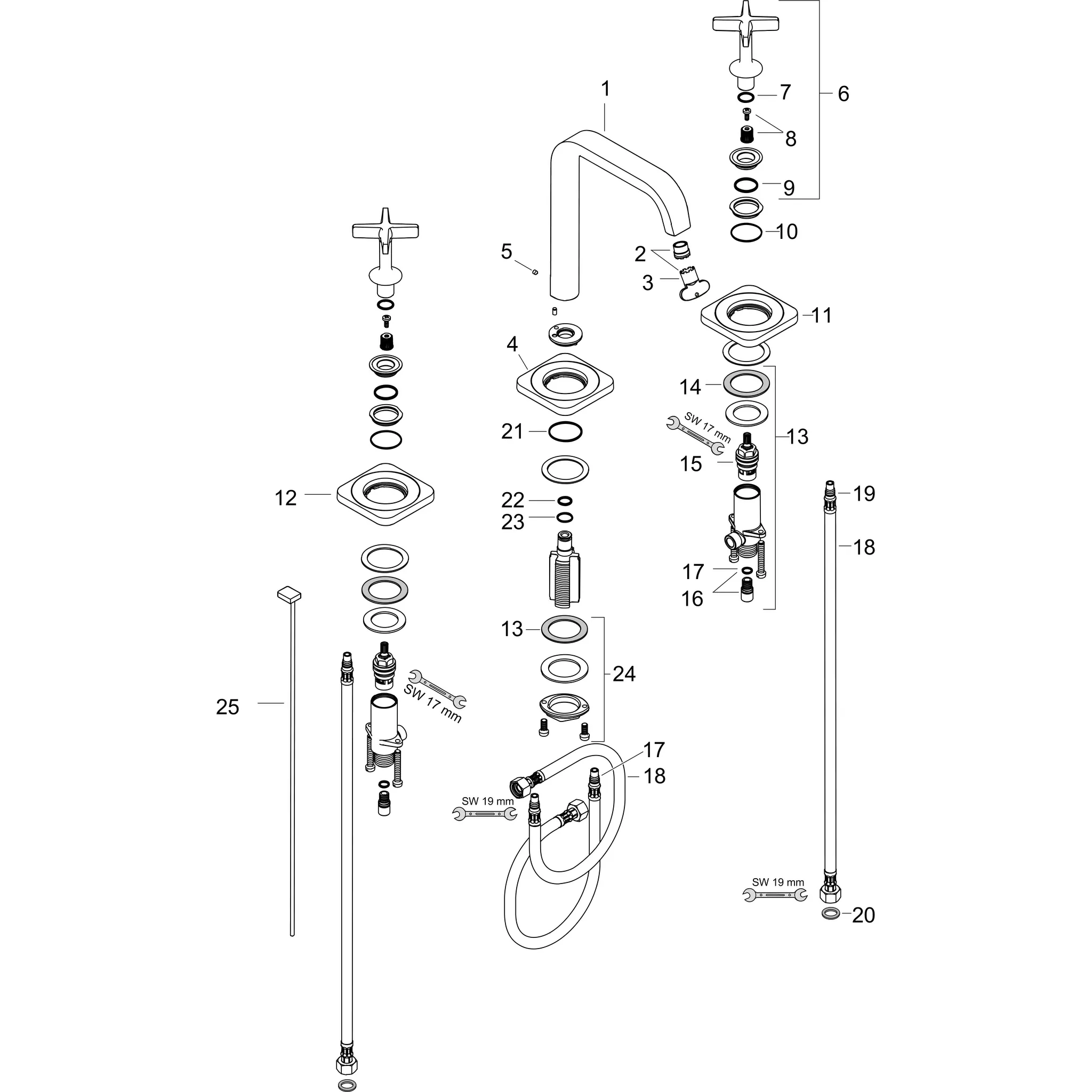 Hansgrohe AXOR Citterio E 3-Loch Waschtischarmatur 170 Chrom Hansgrohe AXOR Citterio E 3-Loch Waschtischarmatur 170 Chrom