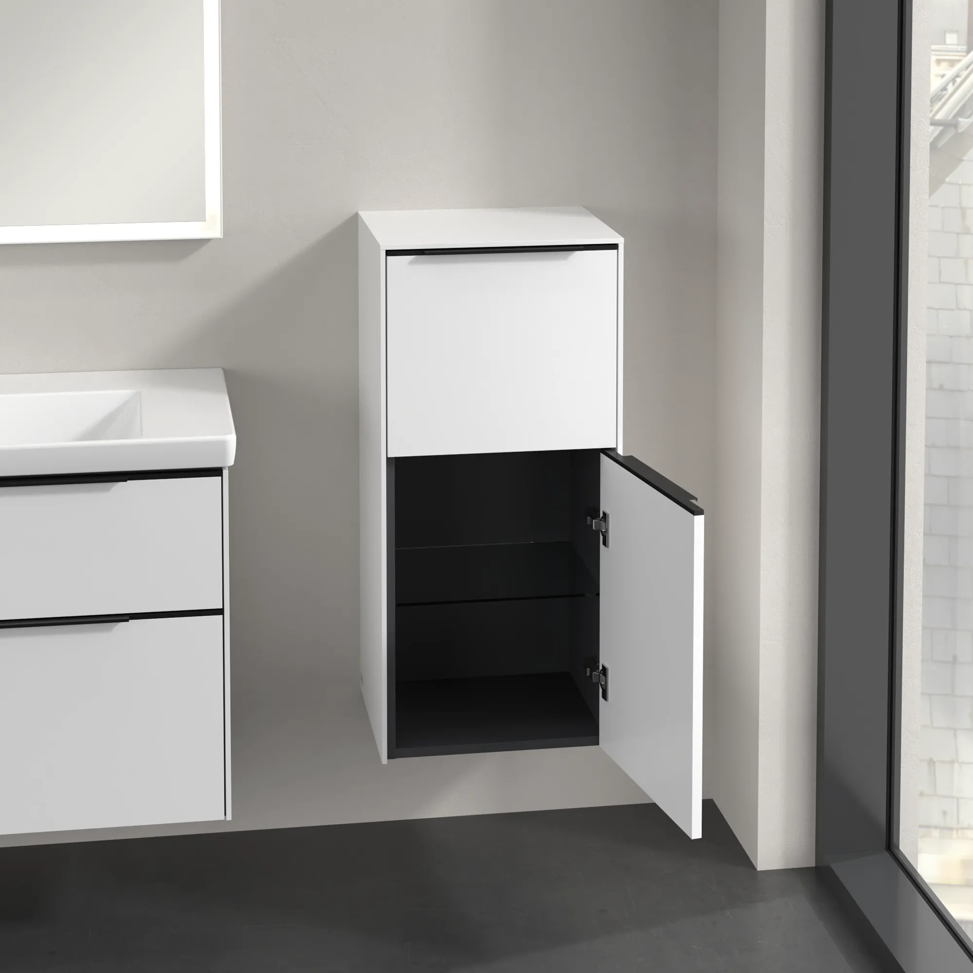 Villeroy & Boch Seitenschrank „Subway 3.0“ 40 × 86 × 36,2 × 36,2 cm 1 Auszug, 1 Tür, Anschlag (Scharnier) rechts, 1 Tür, Anschlag rechts
