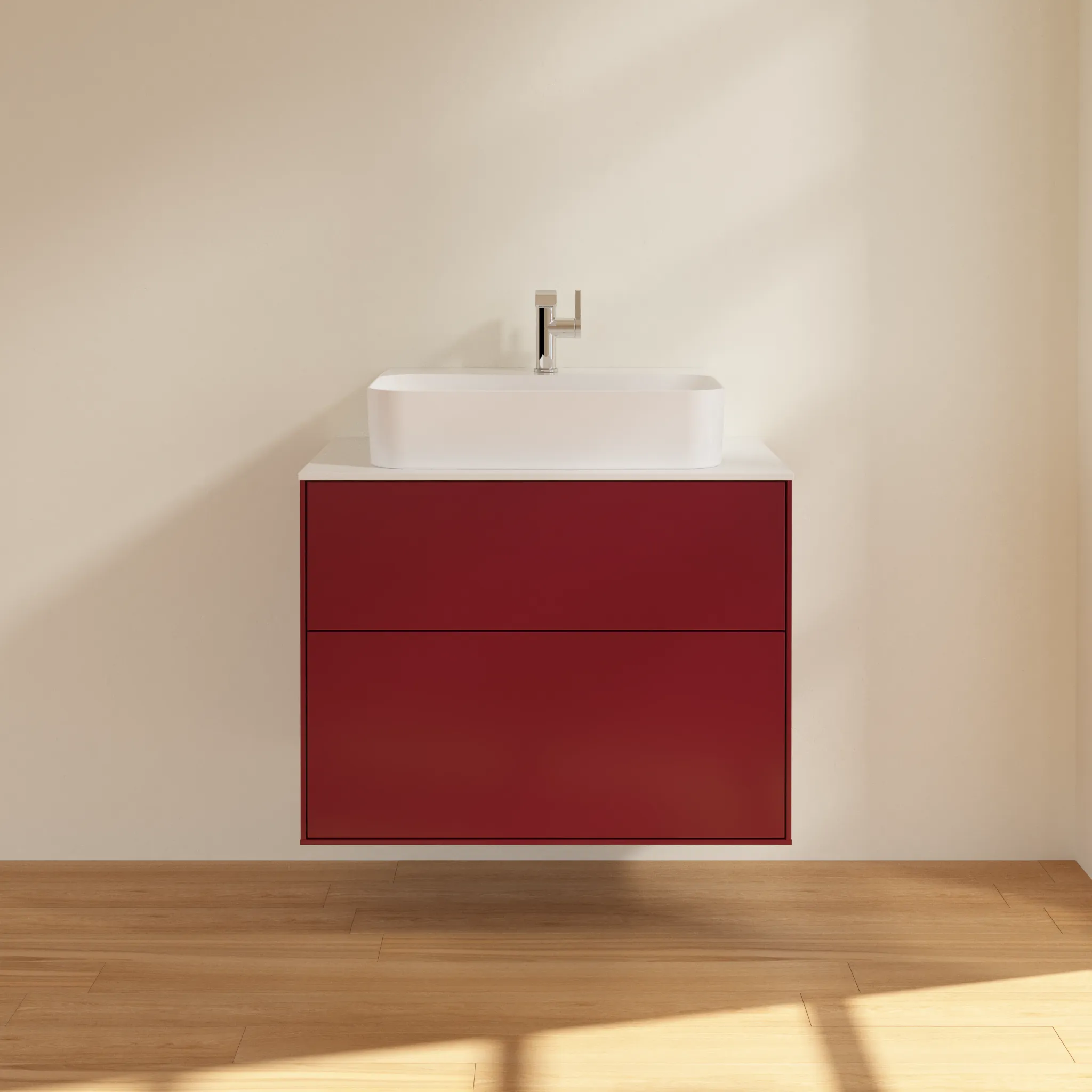 Villeroy & Boch Waschbeckenunterschrank Finion F09, 800 x 603 x 501 mm, Peony Matt Lacquer, mit SoftClosing und Push-to-open Funktion