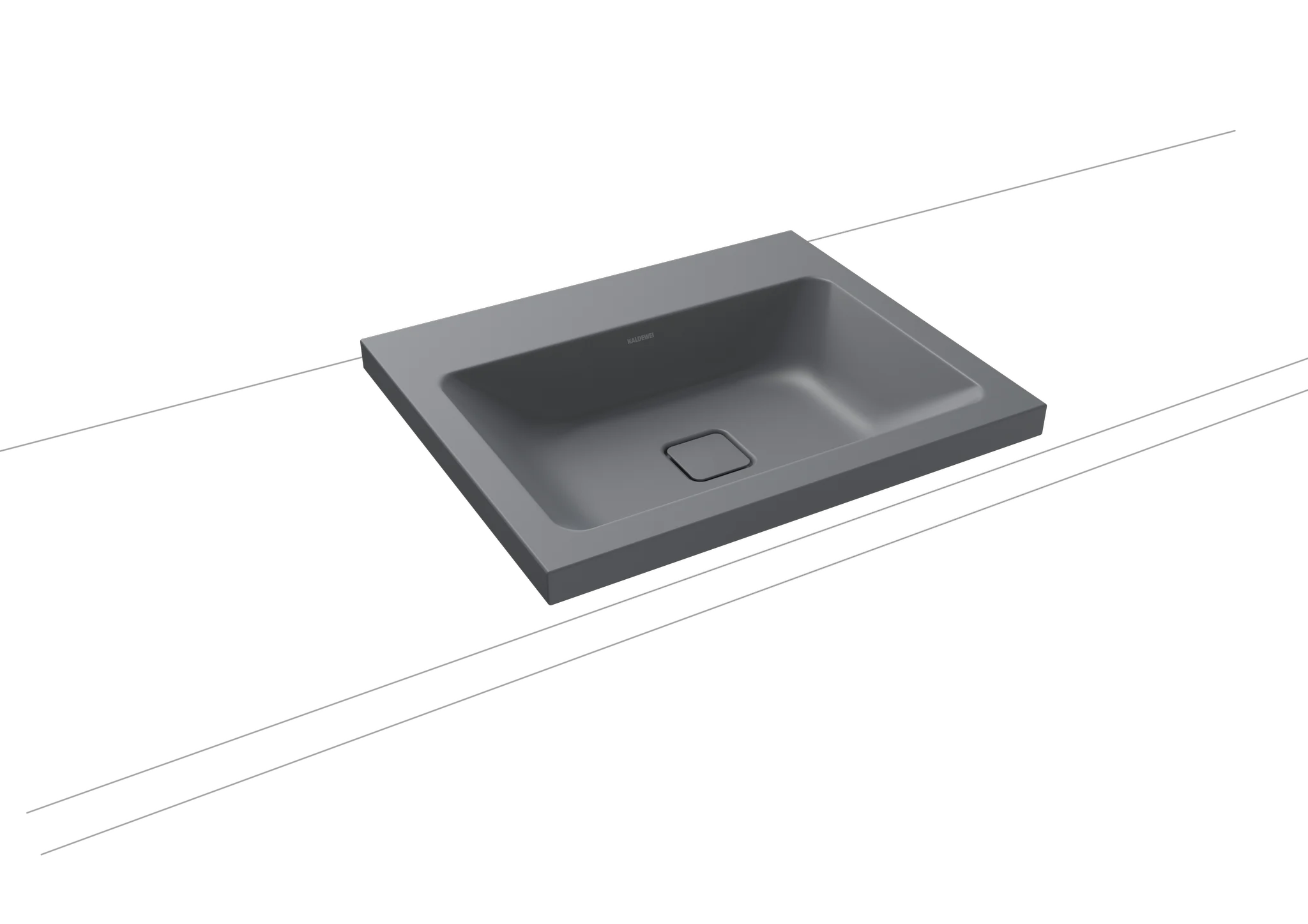 Kaldewei CONO Aufsatzwaschtisch, 600x500 mm, Randhöhe 40 mm, cool grey 70, Perl-Effekt, Antidröhn, ohne Überlauf