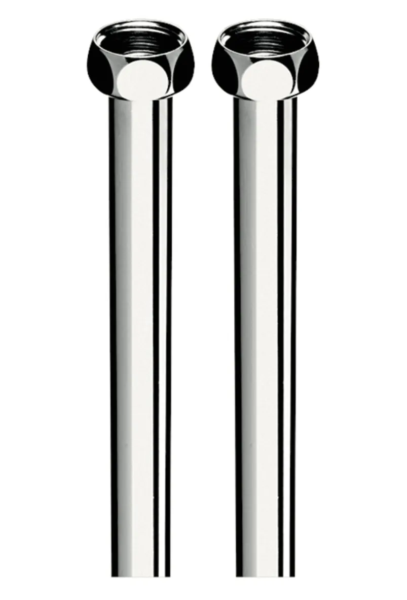 Kupferrohr Anschluss-Set Ø 16 mm, 2 Kupferrohre, einerseits mit Bördel und G 1/2 Überwurfmutter inkl. Dichtring, andererseits glatt, 500 mm, chrom