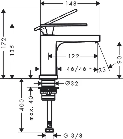 Tecturis E Standventil 80 EcoSmart+ mit Hebelgriff für Kaltwasser oder vorgemischtes Wasser ohne Ablaufgarnitur Chrom Tecturis E Standventil 80 EcoSmart+ mit Hebelgriff für Kaltwasser oder vorgemischtes Wasser ohne Ablaufgarnitur Chrom