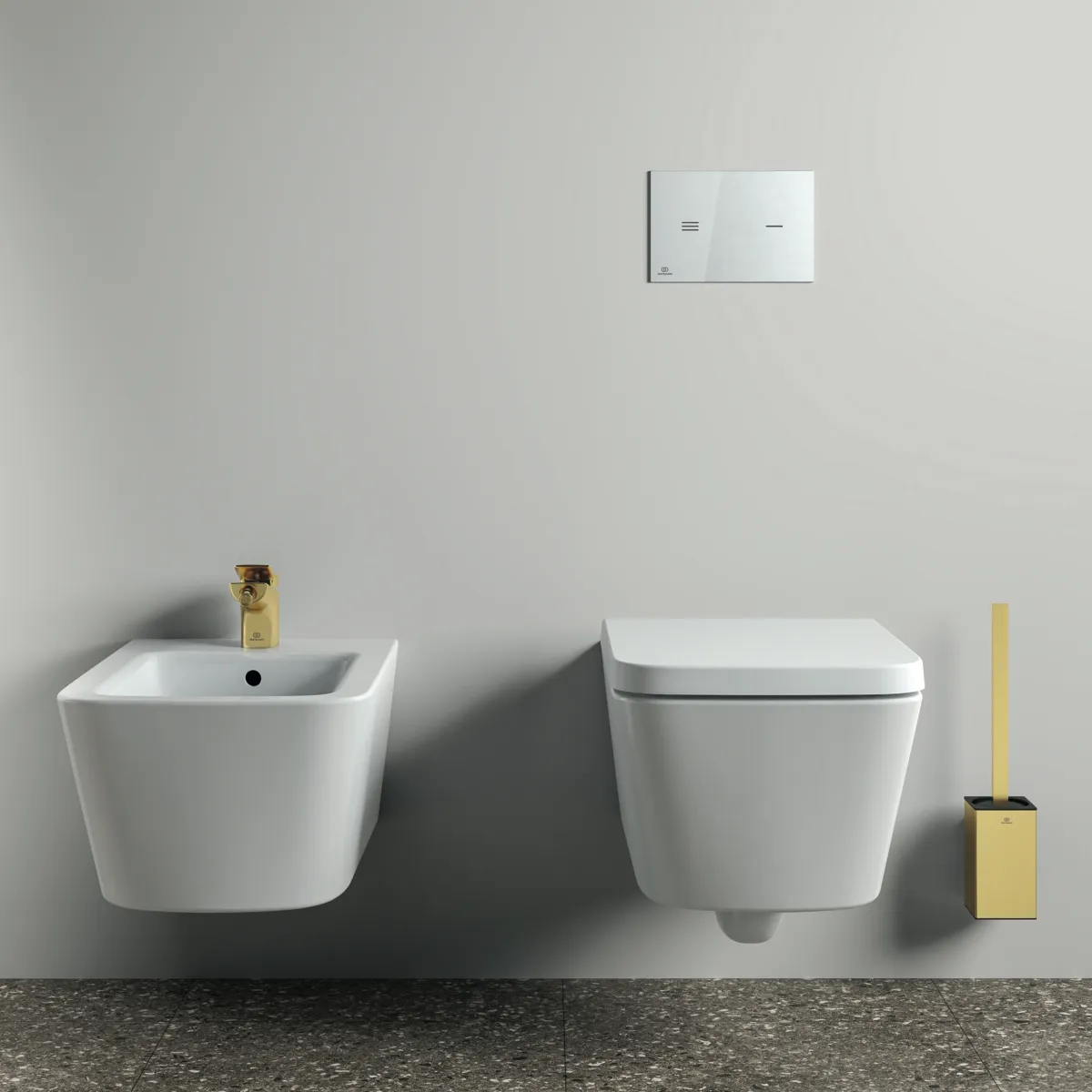 Ideal Standard WC-Bürstengarnitur Conca Cube, eckig, Brushed Gold