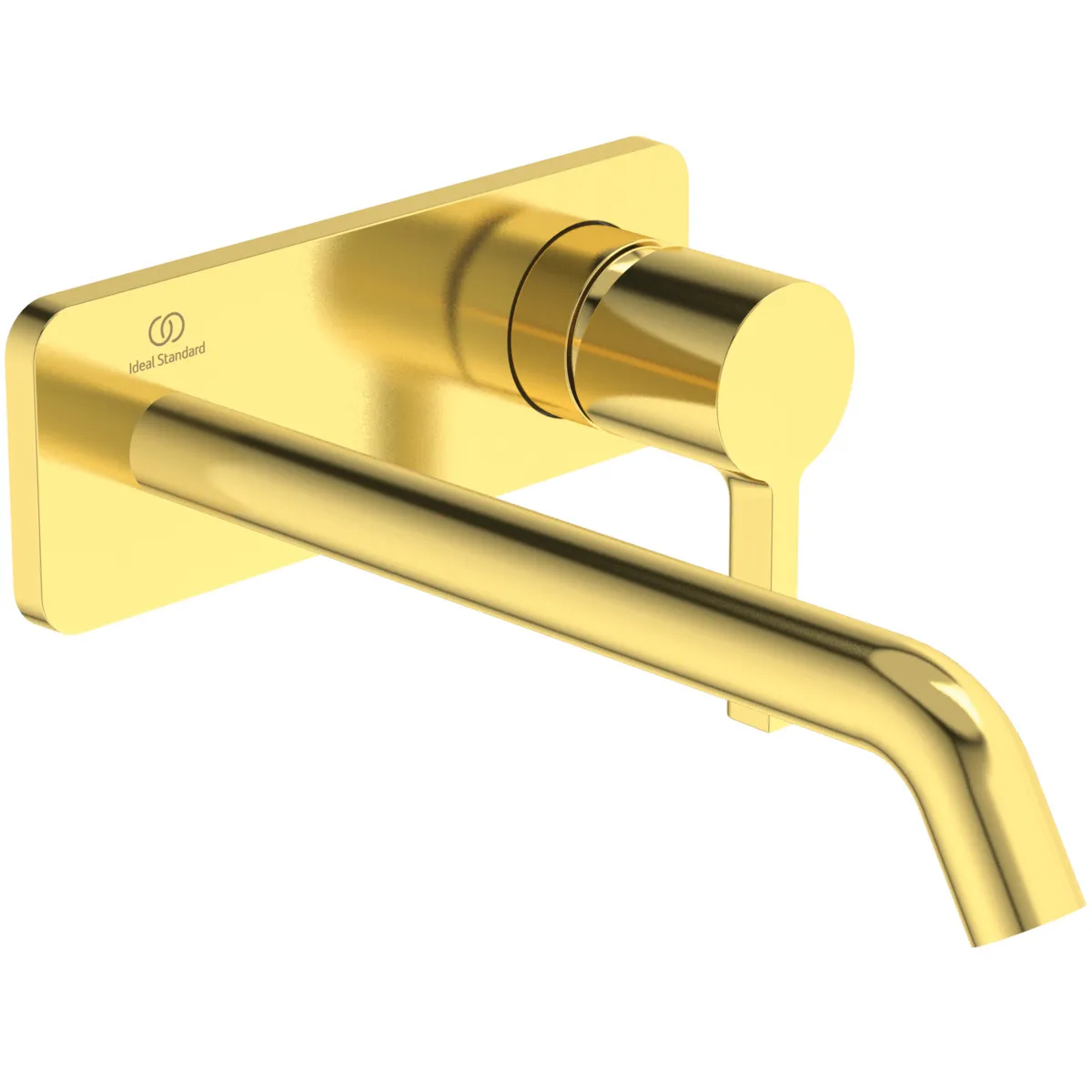 Wand-Waschtischarmatur Joy, Bausatz 2, eckige Rosette, Ausladung 220mm, Brushed Gold Wand-Waschtischarmatur Joy, Bausatz 2, eckige Rosette, Ausladung 220mm, Brushed Gold