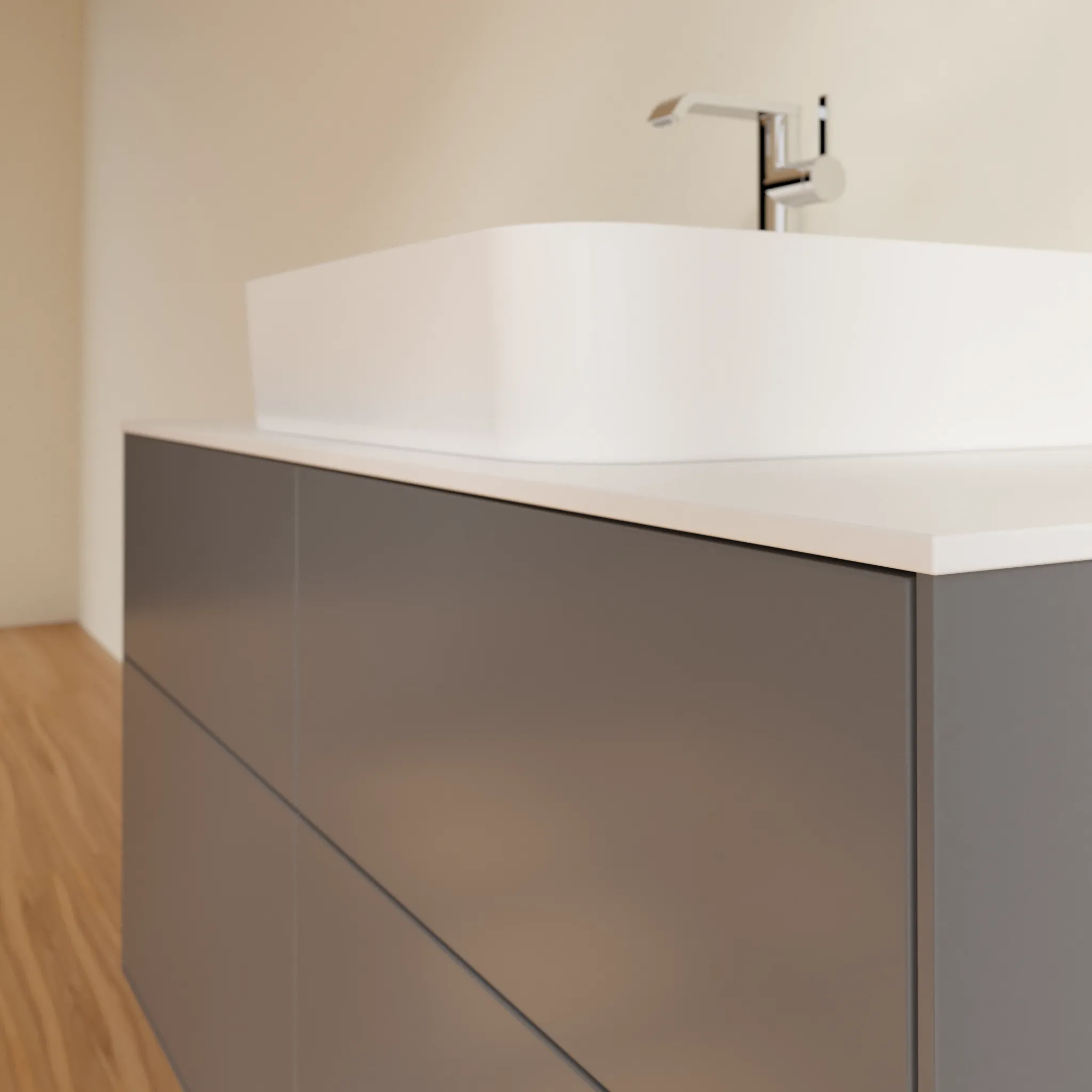 Villeroy & Boch Waschbeckenunterschrank Finion G13, 1200x603x501mm, anthrazit matt lackiert / glass white matt