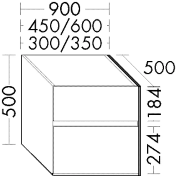 burgbad Unterschrank rc40Solitaire, 1 Schublade oben, 1 Auszug unten, 500x450x500 mm