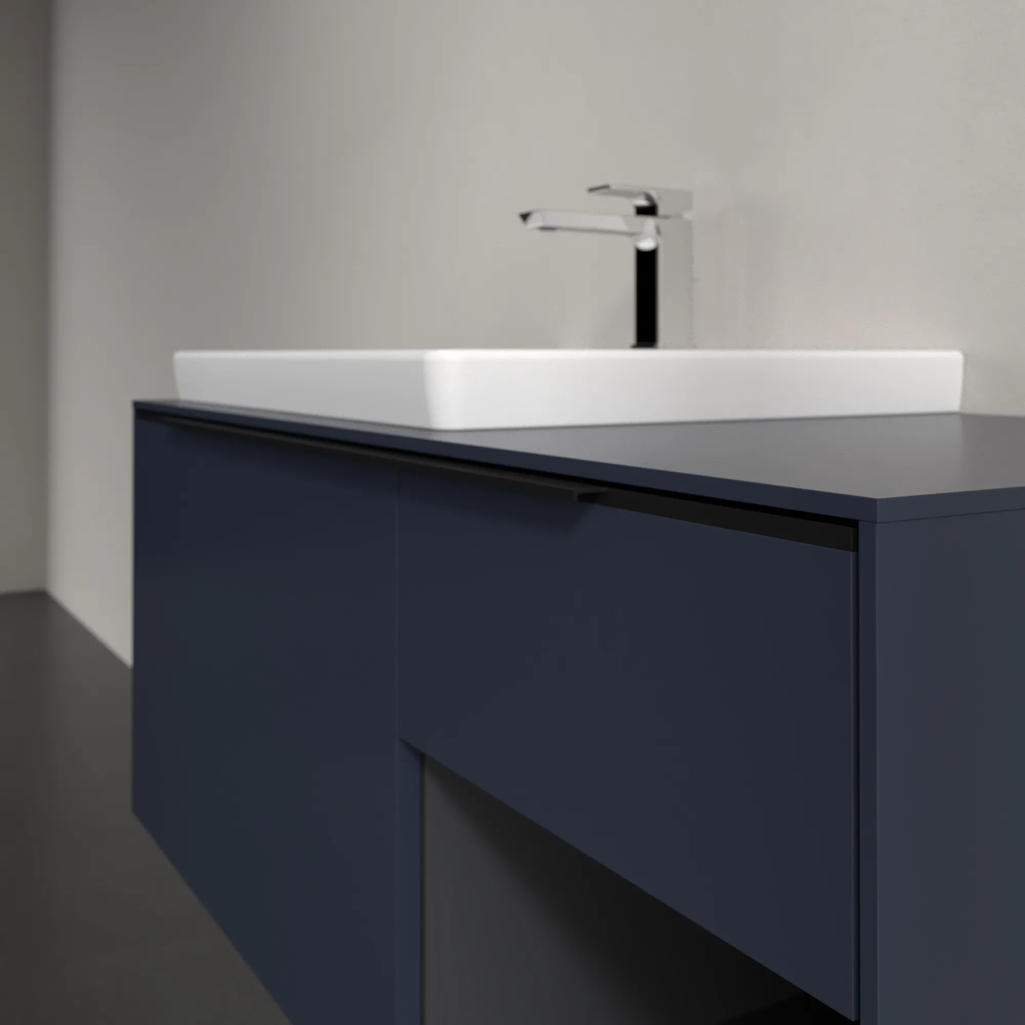 Villeroy & Boch Waschtischunterschrank mit Regalelement „Subway 3.0“ für Schrankwaschtisch 1001 × 423 × 516 mm Marine Blue, für Becken links