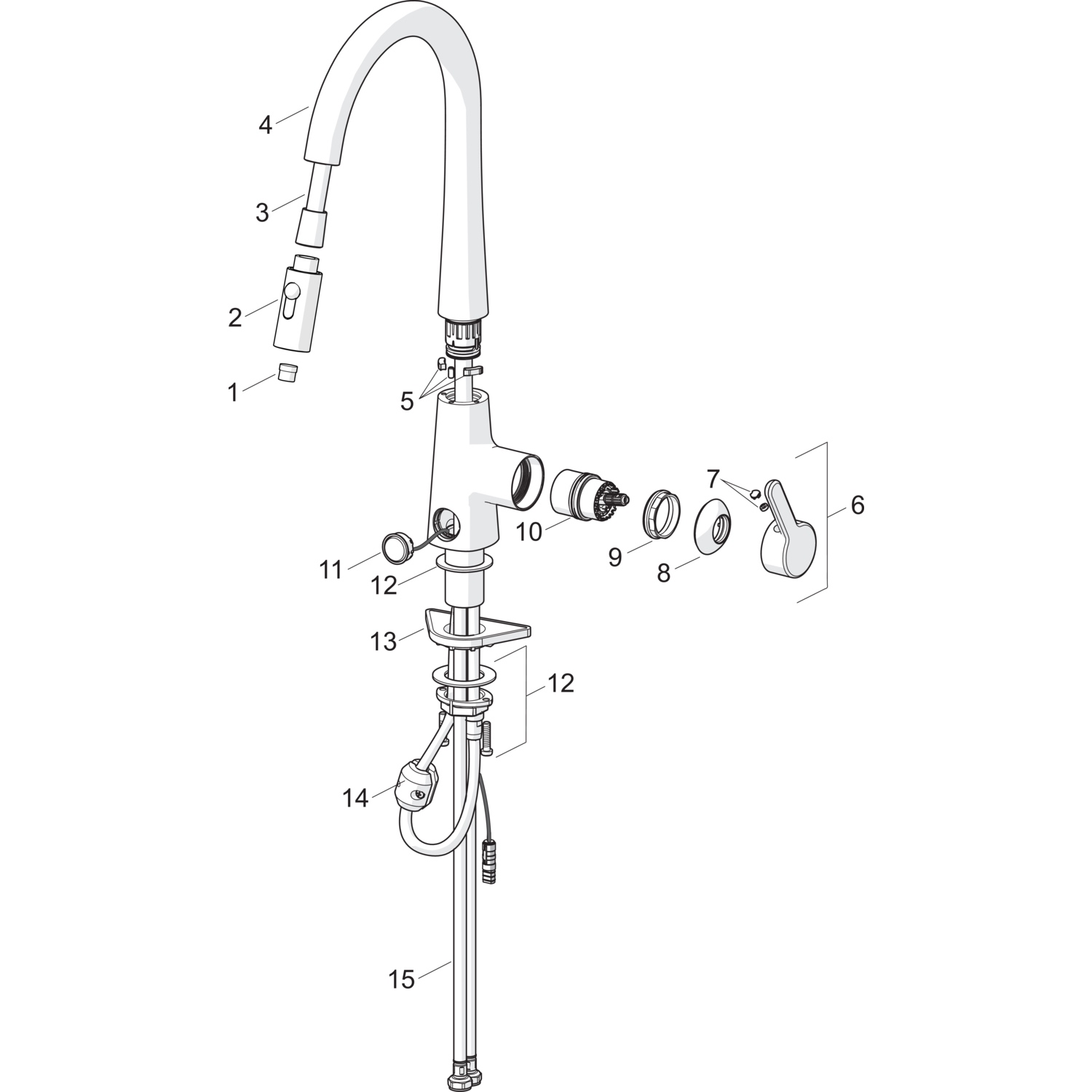 HA Einhebelmischer Küchenarmatur HANSADESIGNO Style 5136 Ausladung 200 mm DN15 Chrom