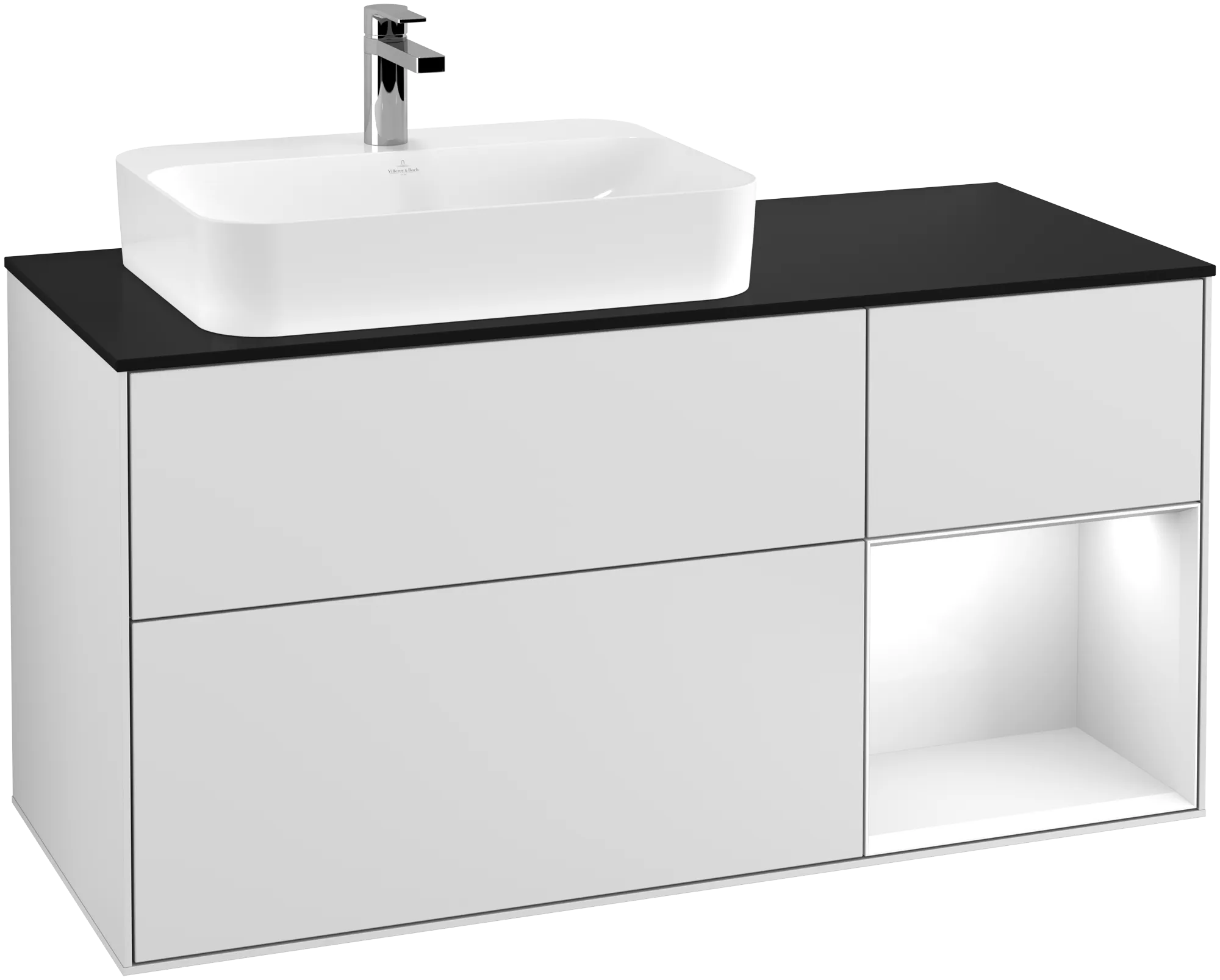 Villeroy & Boch Finion Waschbeckenunterschrank G40, 1200x603x501mm, mit Beleuchtung, links