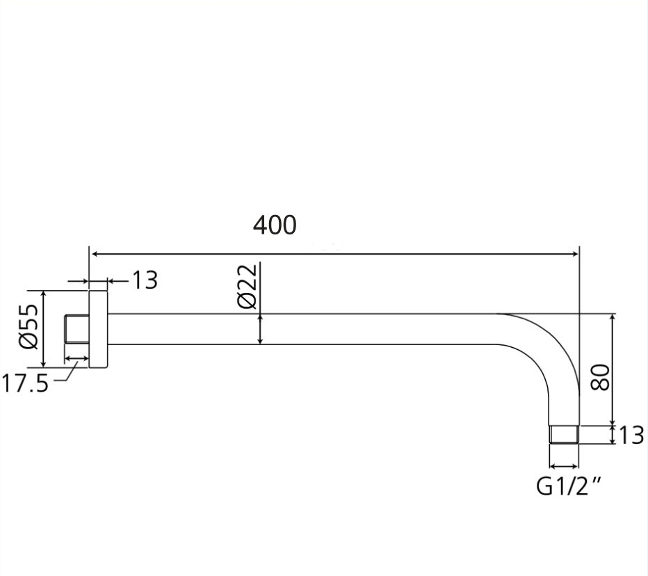 Brausearm AqvaDesign - rund - 1/2″ AG × 1/2″ AG × 400 mm - Rosette - chrom Brausearm AqvaDesign - rund - 1/2″ AG × 1/2″ AG × 400 mm - Rosette - chrom