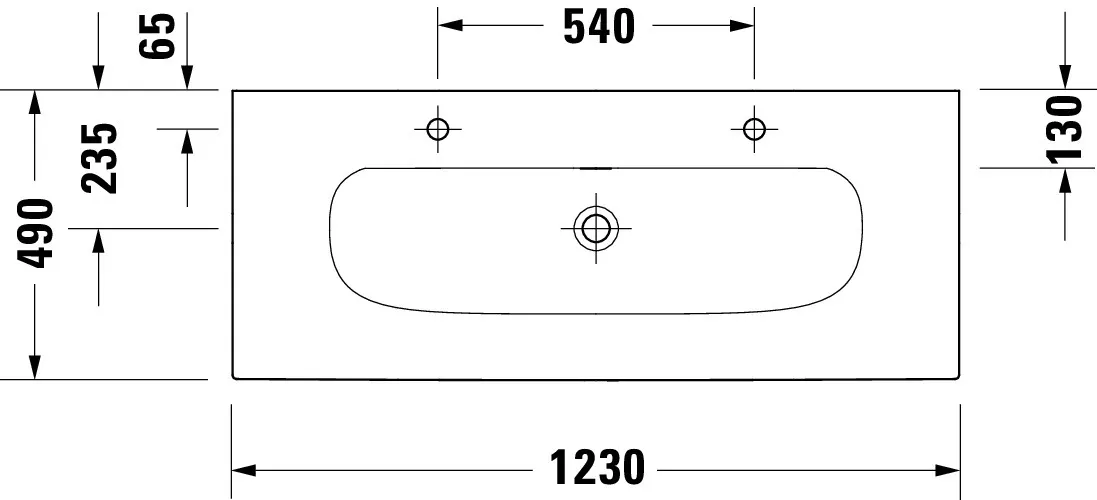 Möbelwaschtisch Viu 1230mm, Weiß mitÜL, mitHLB, 2 HL, 1 Becken