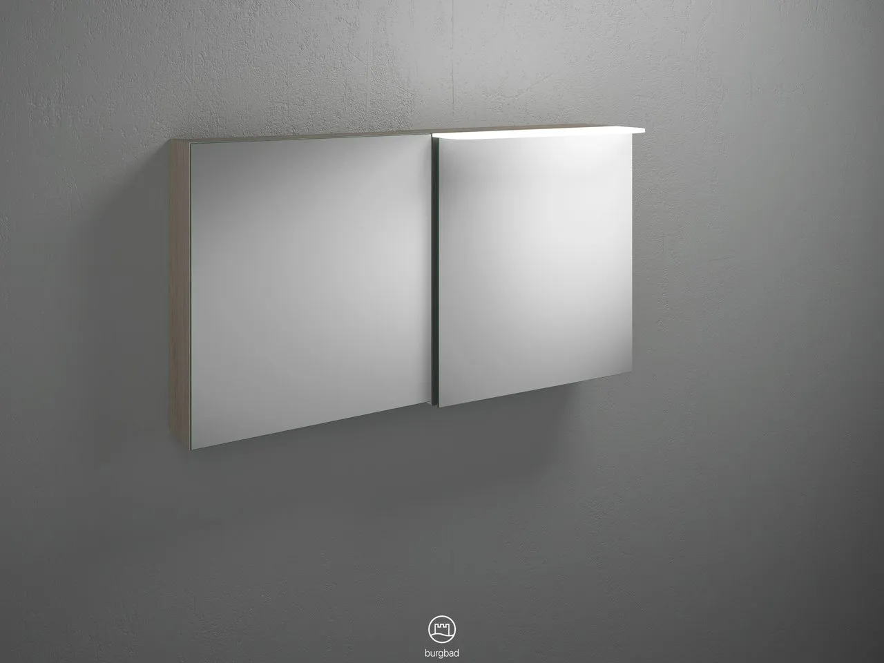 Burgbad Spiegelschrank Badu SFTV120, 310x1200x665 mm, LED-Aufsatzleuchte 4200 K, beidseitig verspiegelt