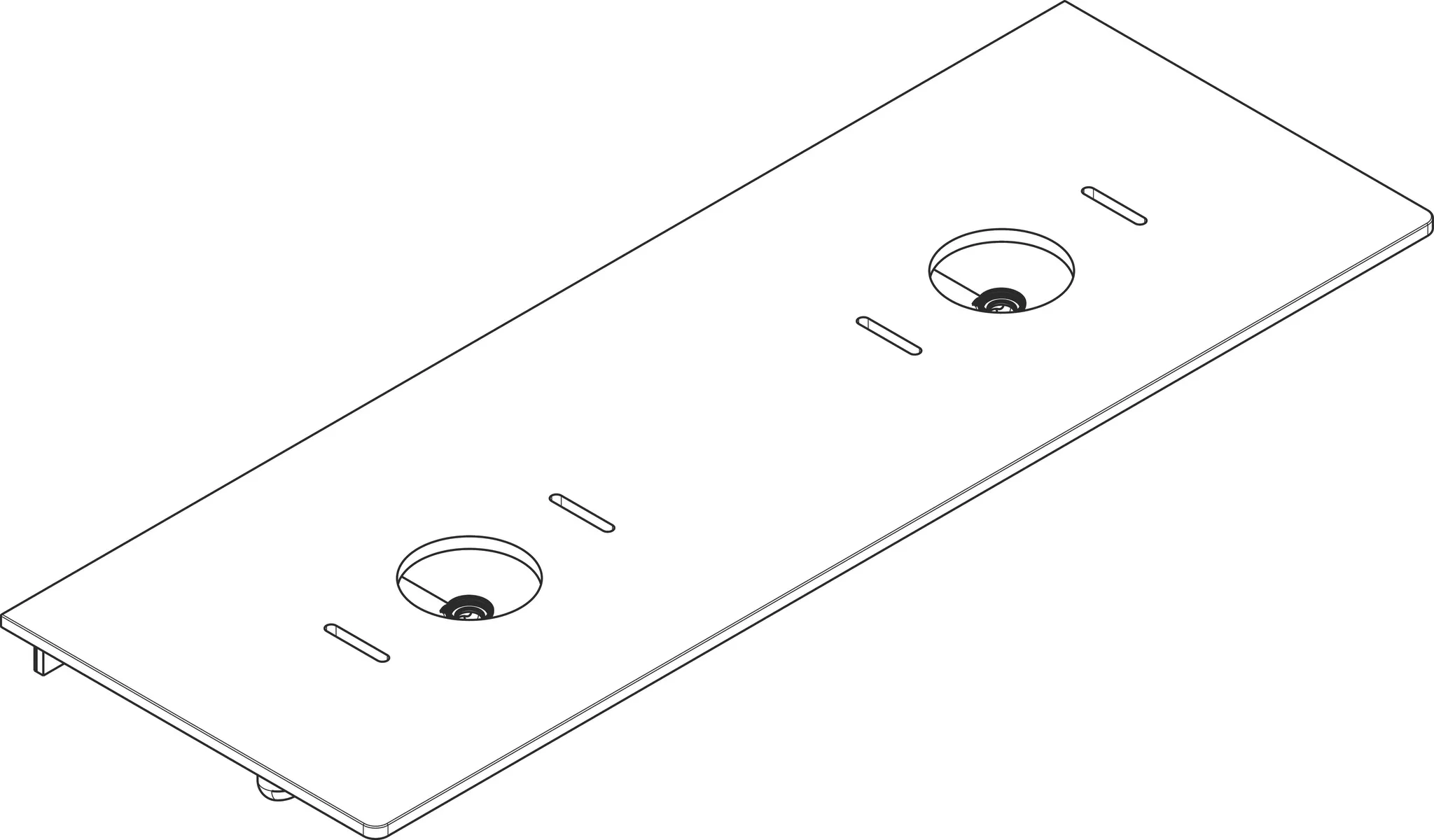 Xelu Q Konsole 1560/550 mit 2 Ausschnitten für Aufsatzwaschtisch ohne Hahnloch Weiß Hochglanz