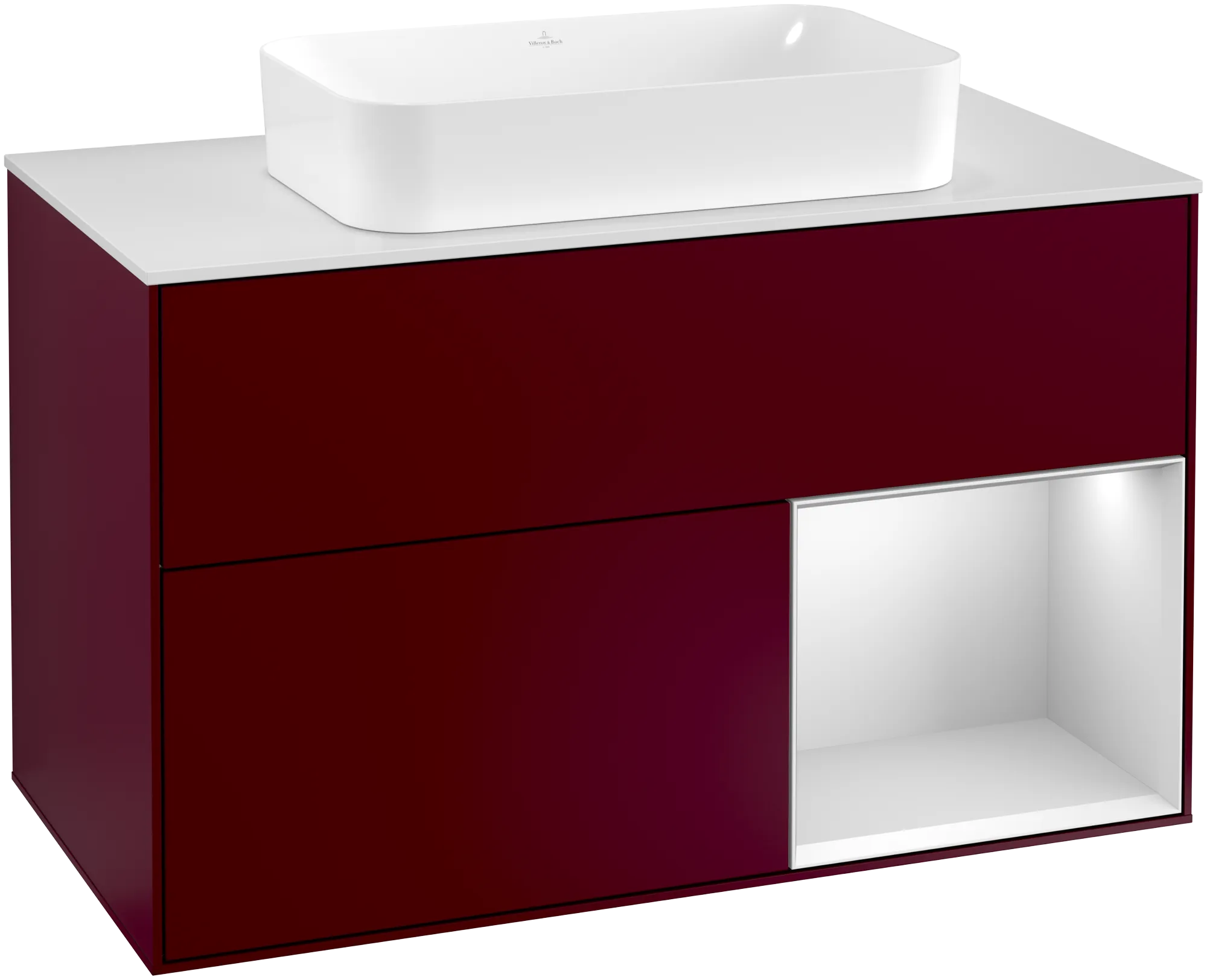 Villeroy & Boch Waschtischunterschrank „Finion“ für Schrankwaschtisch 1000 × 603 × 501 mm Peony Matt Lacquer, für Becken mittig, mit Hahnlochbohrung