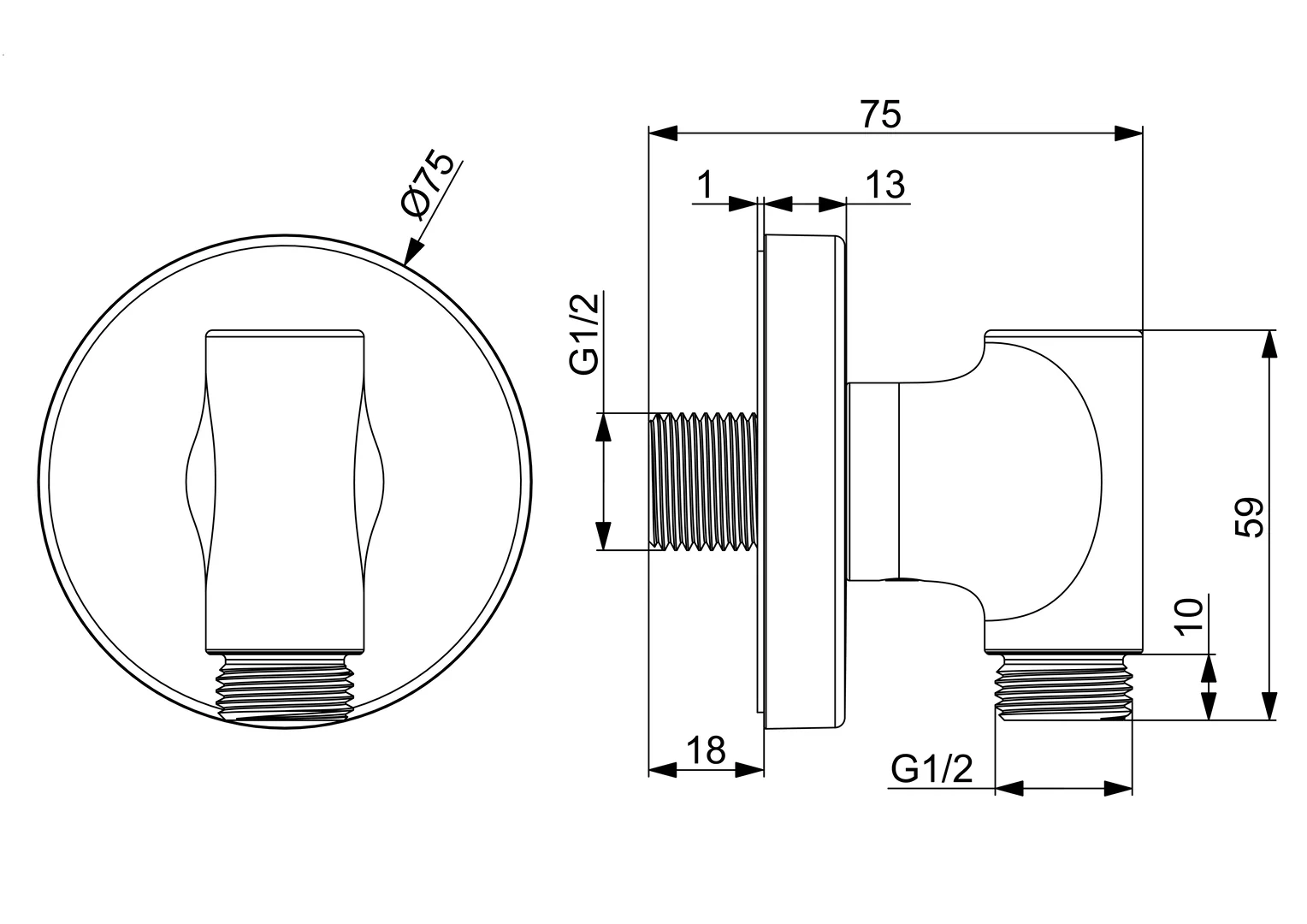 Hansa Wandanschlussbogen Hansa 2900 Rosette rund Chrom, G1⁄2 Hansa Wandanschlussbogen Hansa 2900 Rosette rund Chrom, G1⁄2
