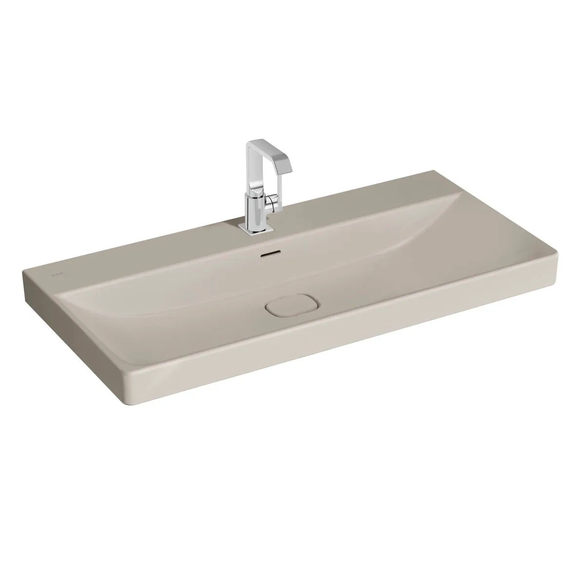 VitrA New Metropole Waschtisch wandgebunden rechteckig 100 x 47 cm mit Hahnloch mit Überlaufschlitz Taupe Matt