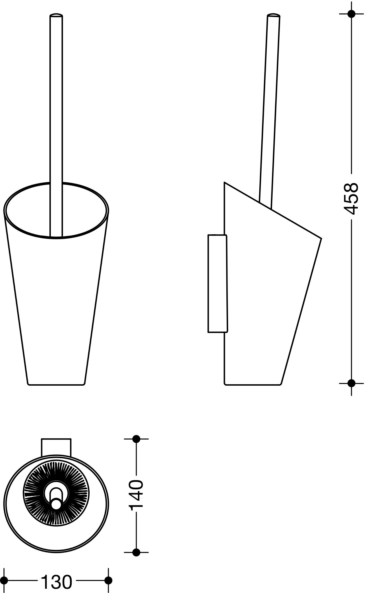 HEWI Toilettenbürstengarnitur „Serie 801“ 13 × 45,8 cm in Signalweiß