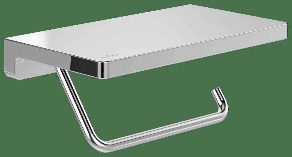 Villeroy & Boch Elements - Striking Toilettenpapierhalter mit Ablage, Chrom, 200x79x110 mm